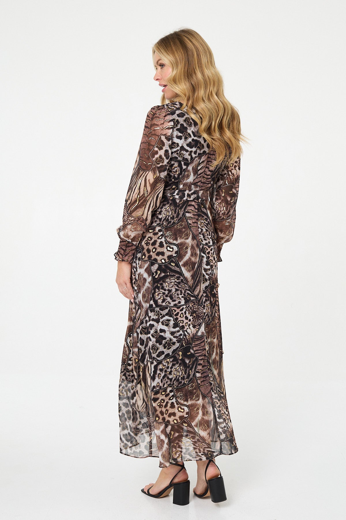 Embellished Animal Print Maxi Dress Back View