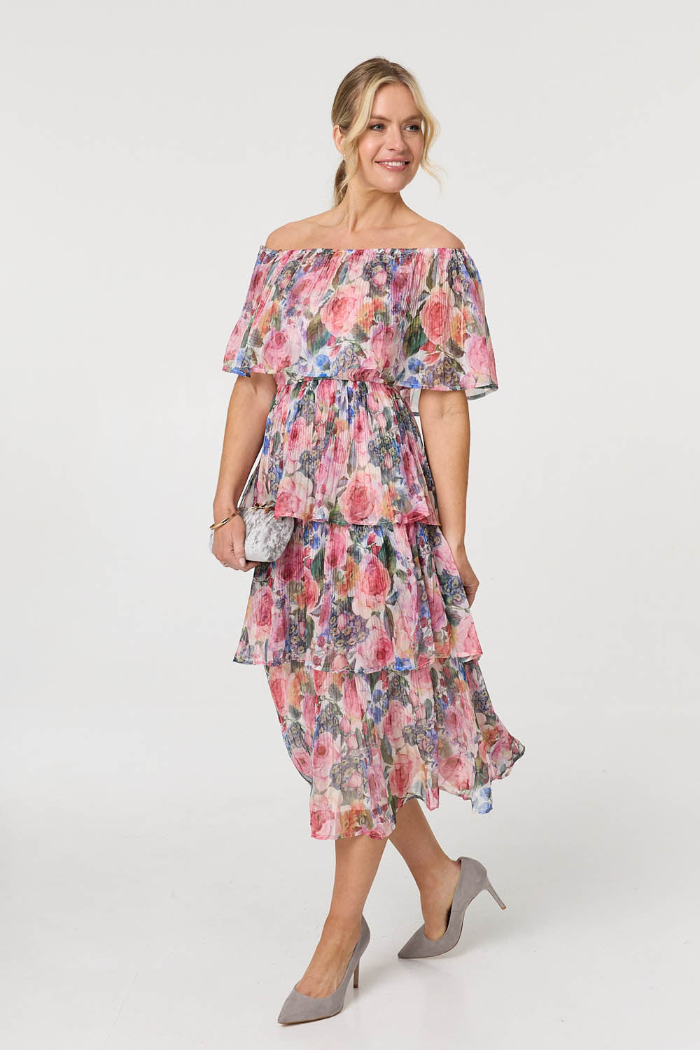 Floral Layered Tiered Maxi Dress Detail View