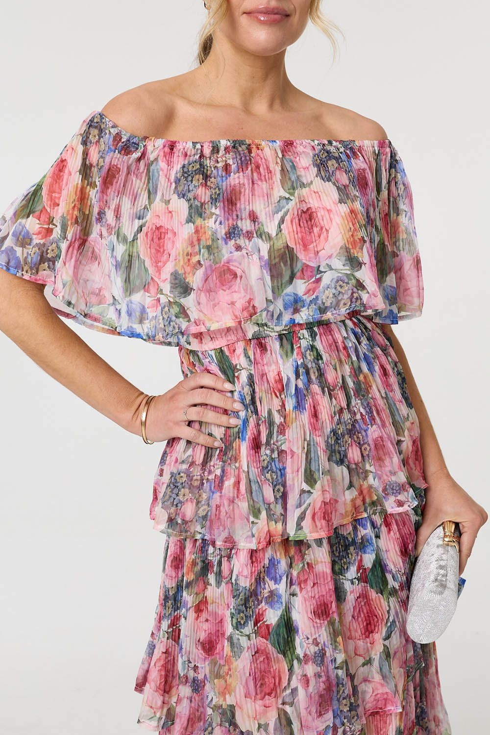 Floral Layered Tiered Maxi Dress Full Length View