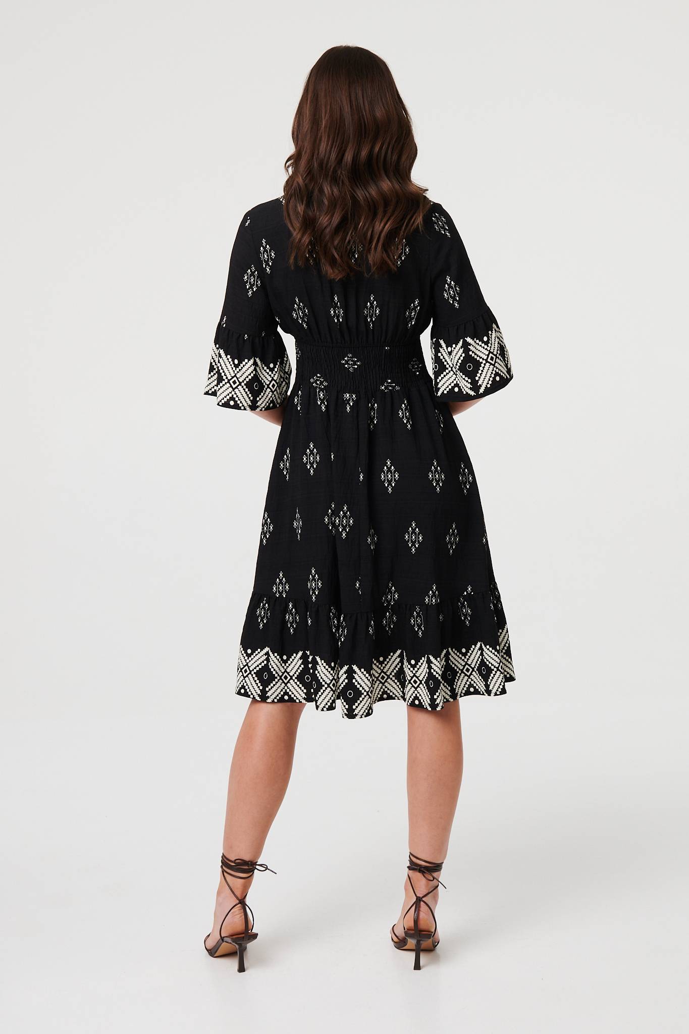 Border Print Relaxed Knee Length Dress Side View 2