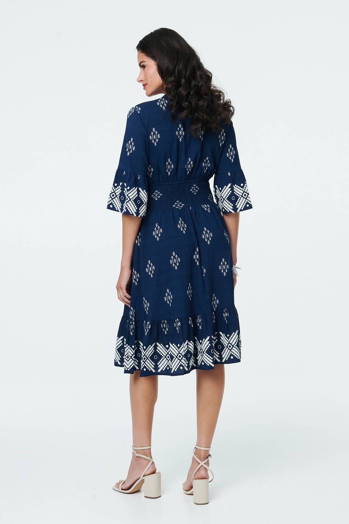 Border Print Relaxed Knee Length Dress Detail View 3