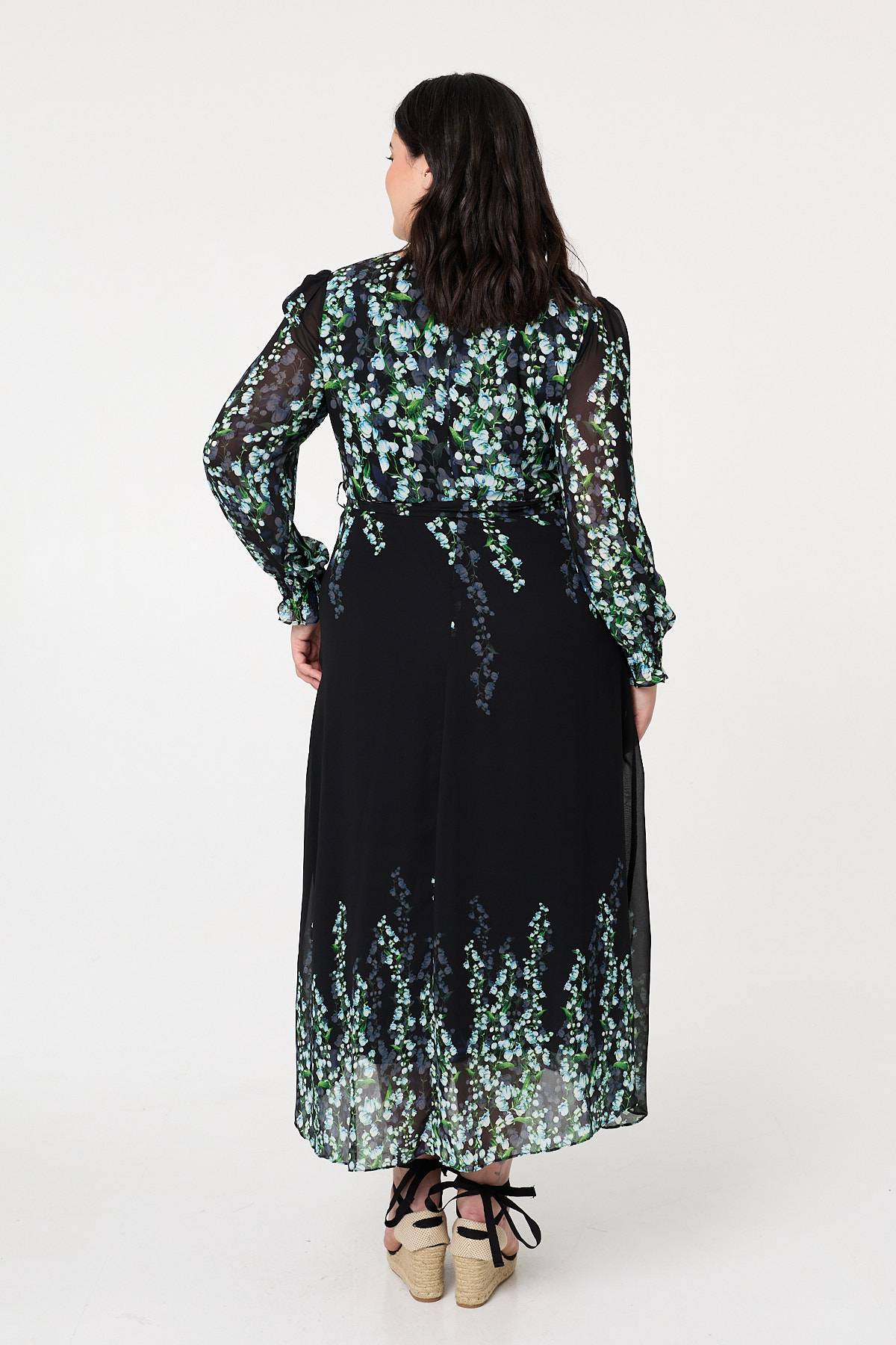 Curve Floral Long Sleeve Maxi Dress Styled View