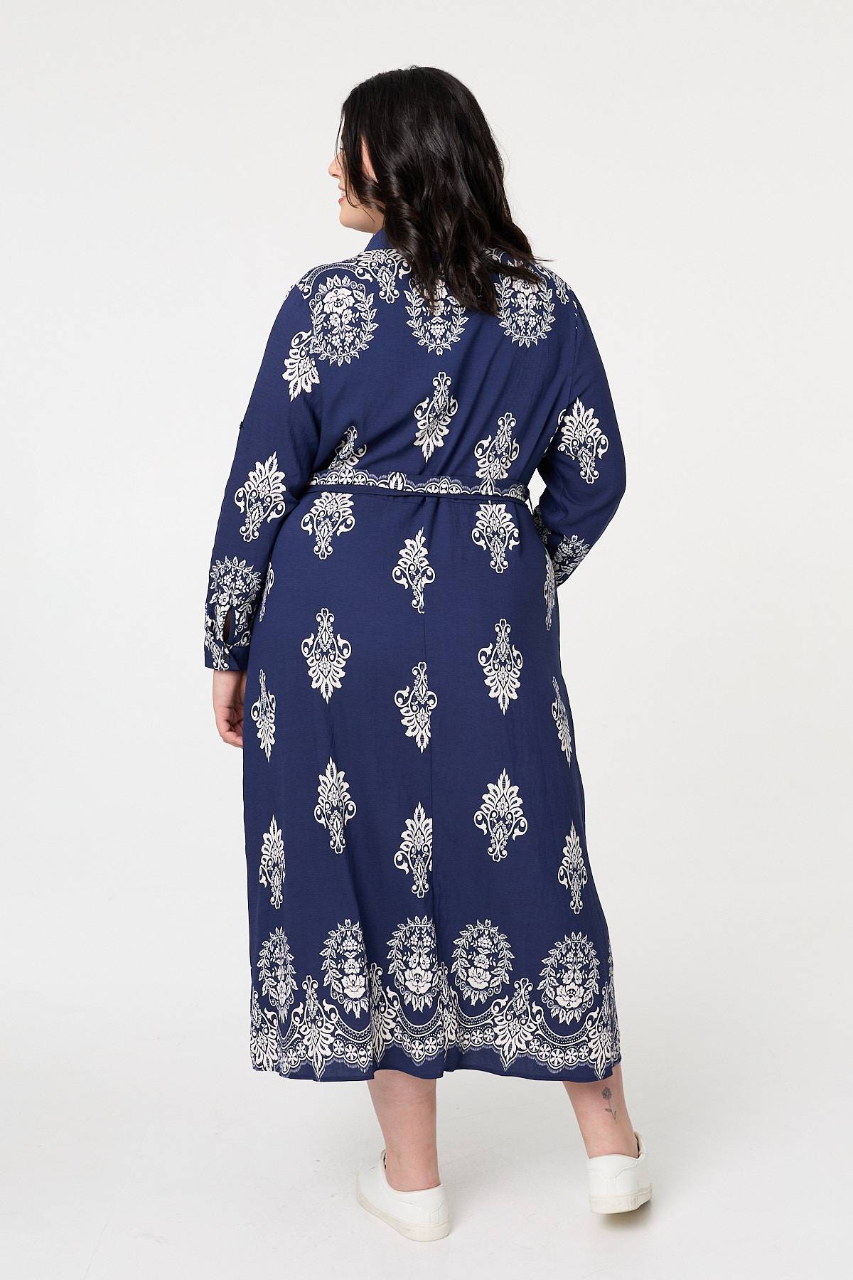 Curve Baroque Print Maxi Shirt Dress Detail View