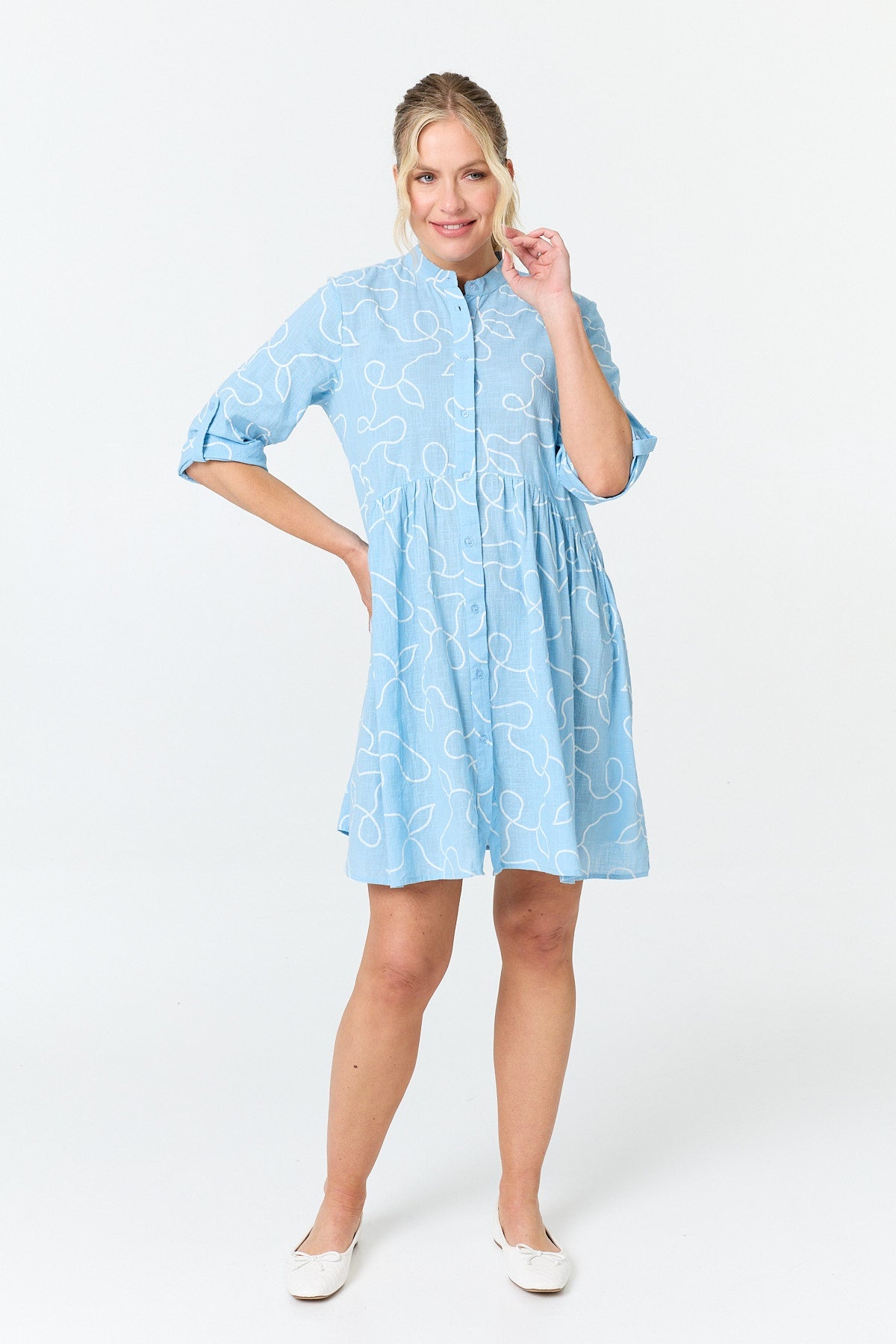 Abstract Relaxed Short Shirt Dress Back View