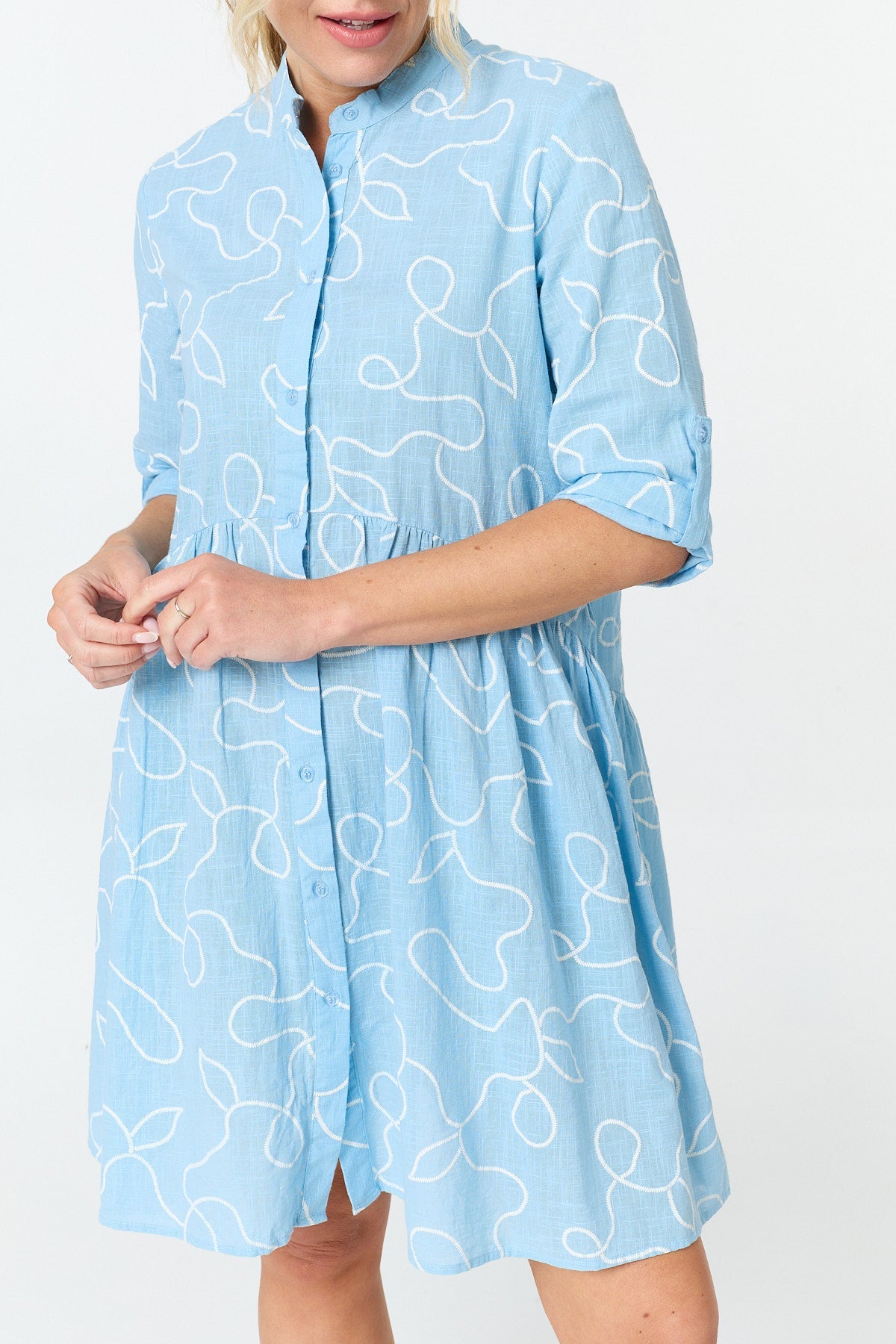 Abstract Relaxed Short Shirt Dress Front View 2