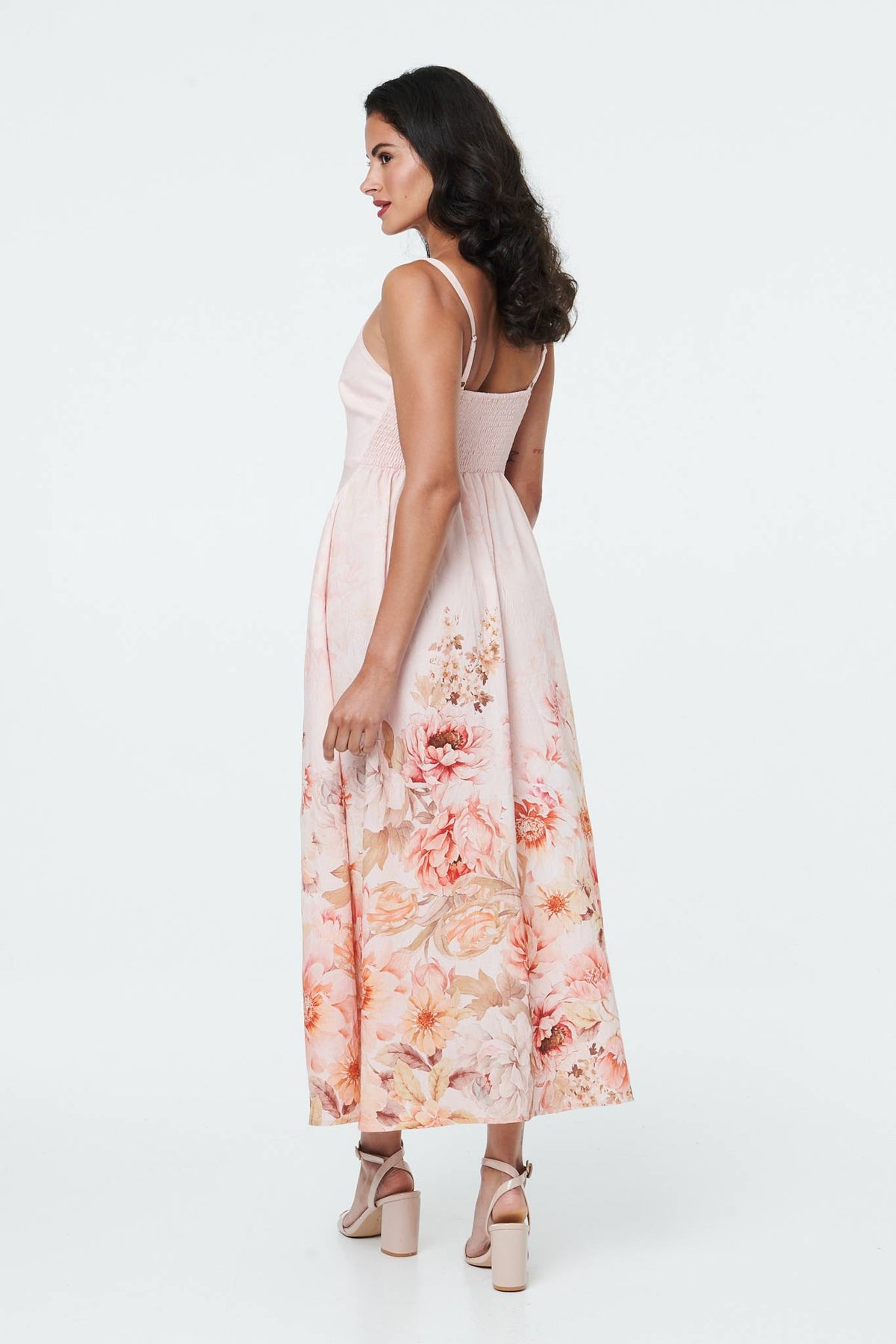 Floral Border Print Cami Midi Dress Side View