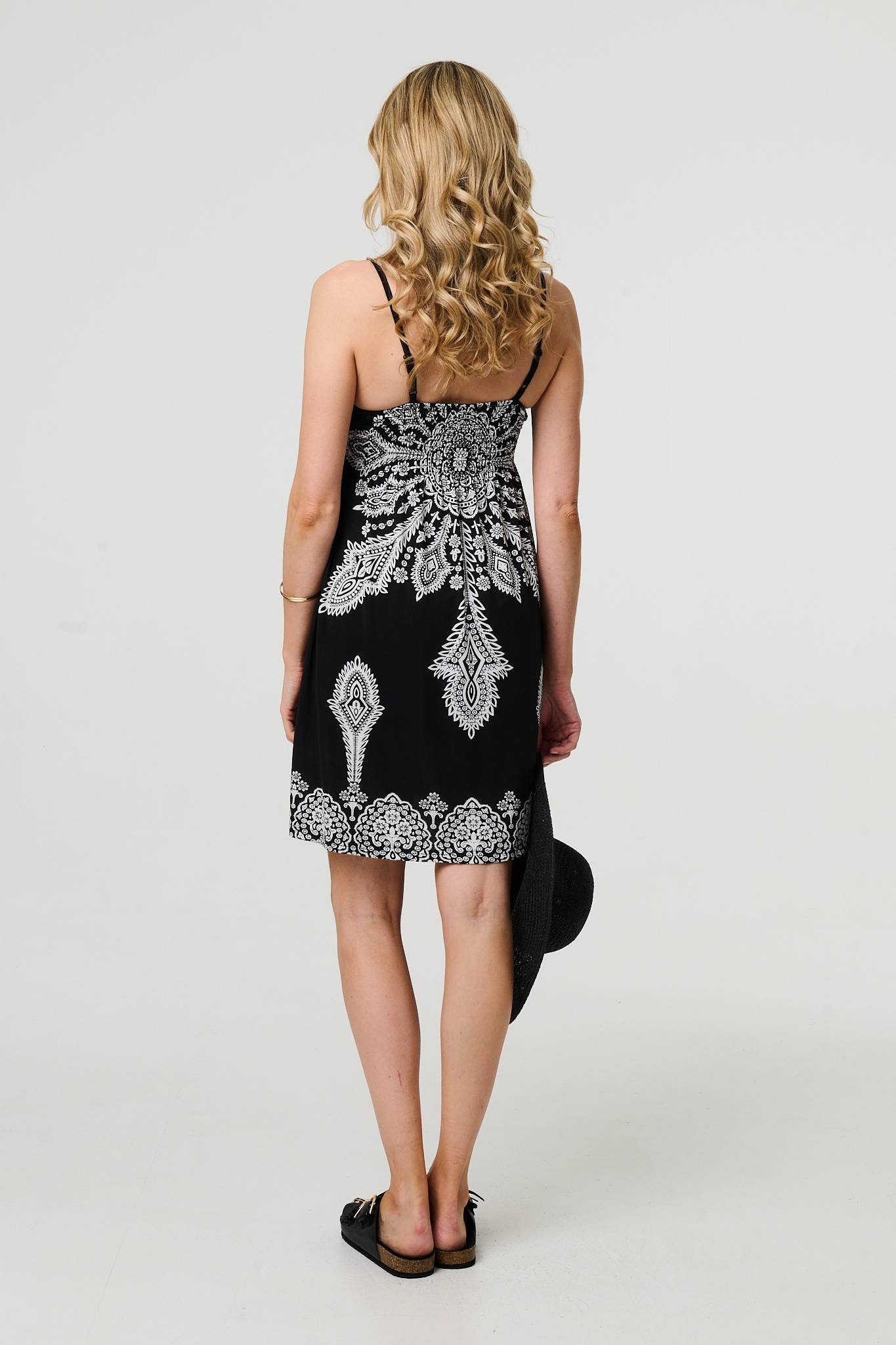 Printed Cami Strap Short Sun Dress Side View