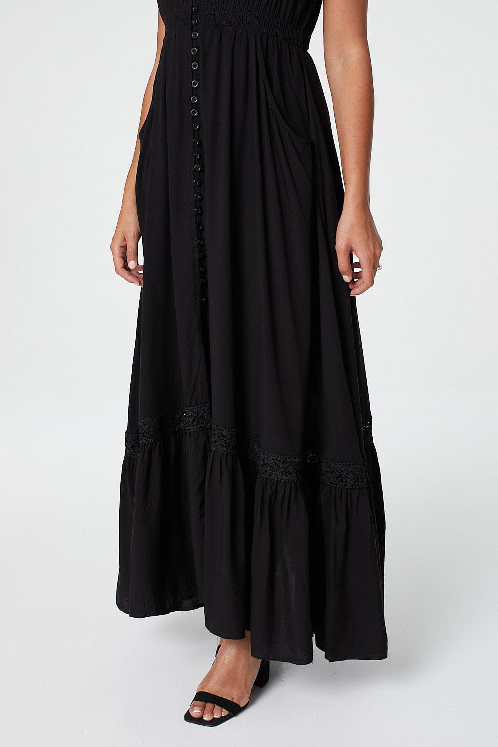 Button Front Maxi Dress with Pockets Back View 8