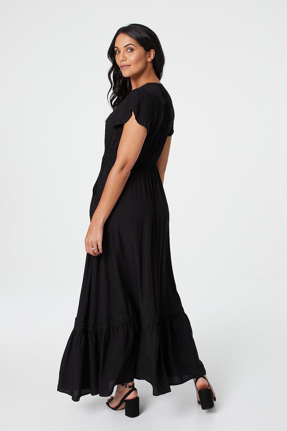 Button Front Maxi Dress with Pockets Styled View 7