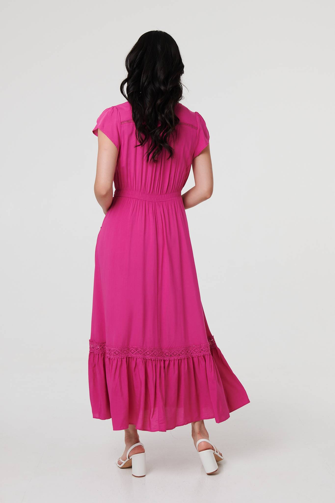 Button Front Maxi Dress with Pockets Styled View 2