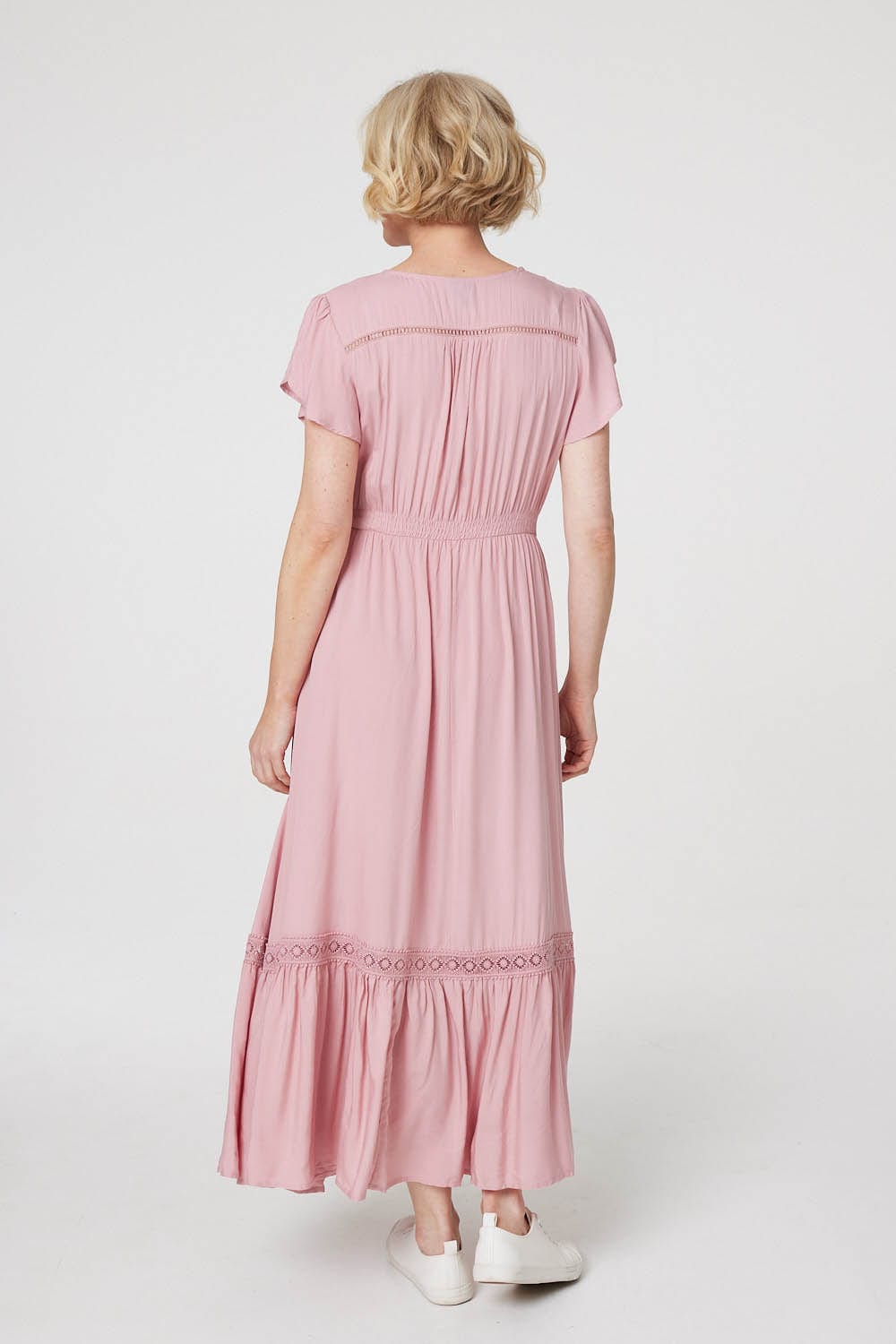 Button Front Maxi Dress with Pockets Front View 4
