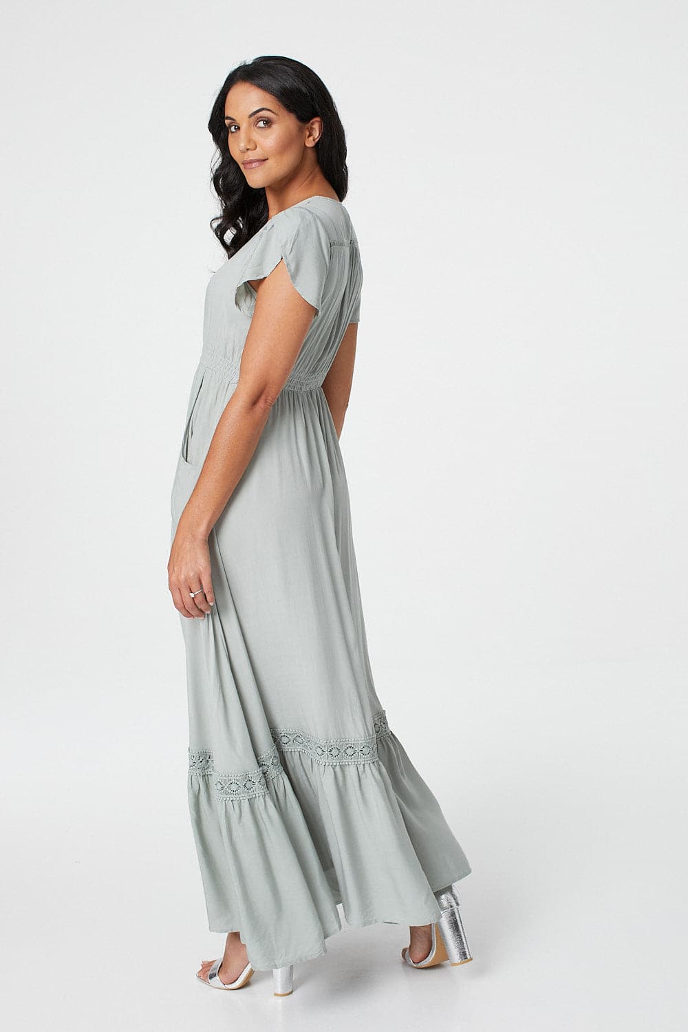 Button Front Maxi Dress with Pockets Side View 6