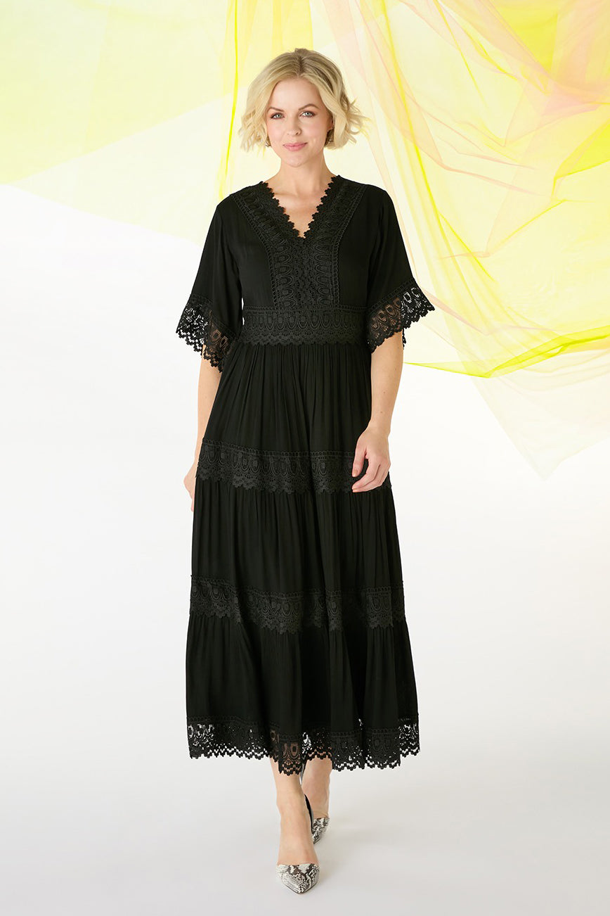 Short Sleeve Crochet Maxi Dress Full Length View 4