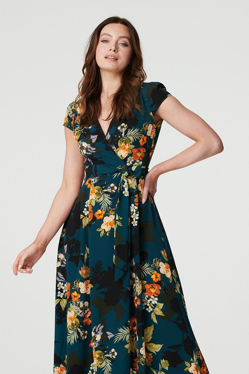 Floral High Low Wrap Maxi Dress Side View