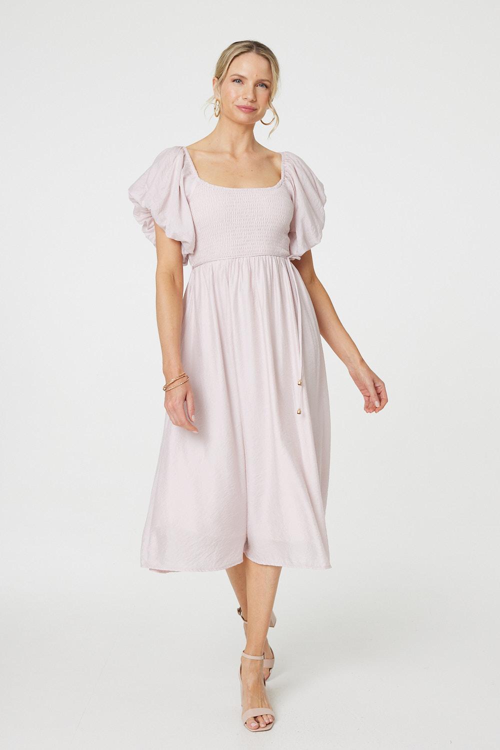 Puff 1/2 Sleeve Knee Length Dress Detail View