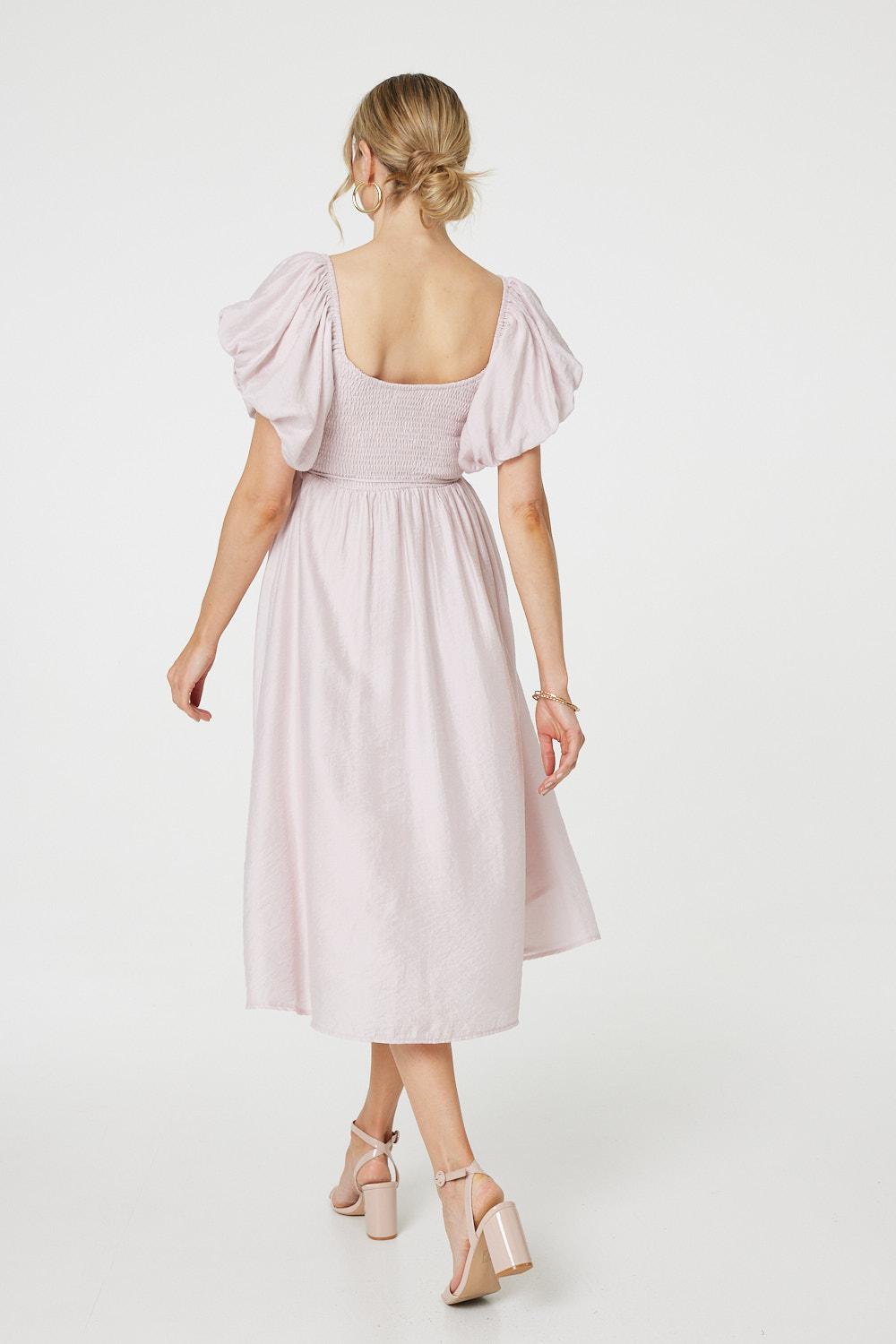 Puff 1/2 Sleeve Knee Length Dress Full Length View