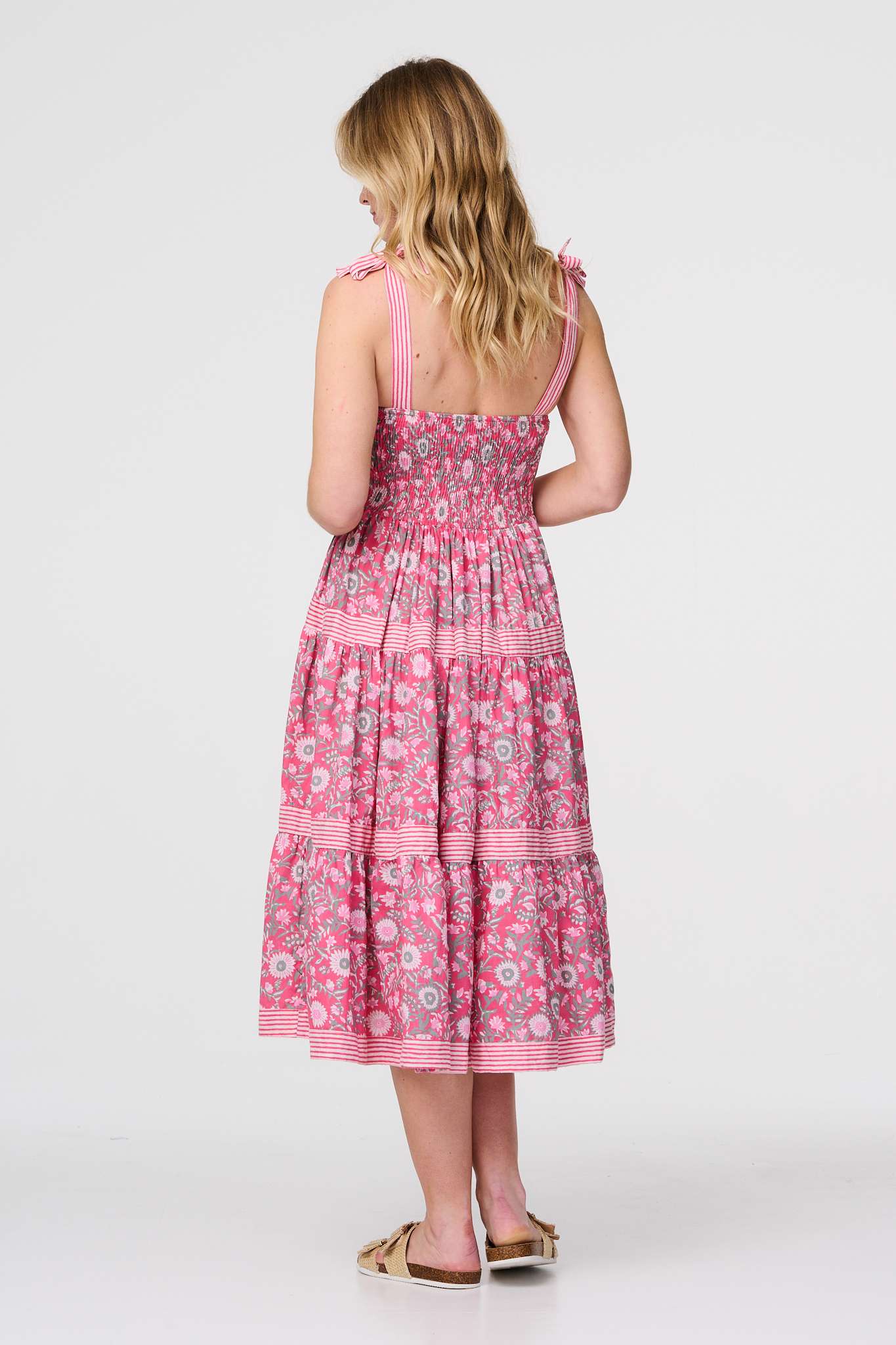 Floral Sleeveless Tiered Sun Dress Side View