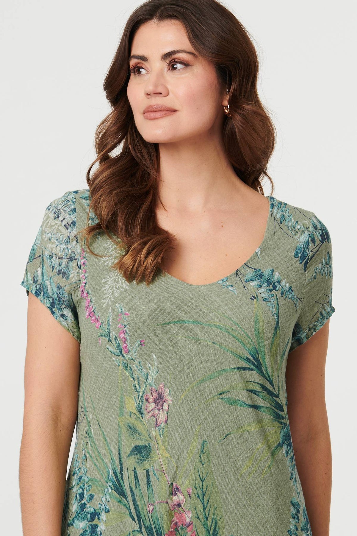 Floral Layered Short Sleeve Midi Dress Styled View
