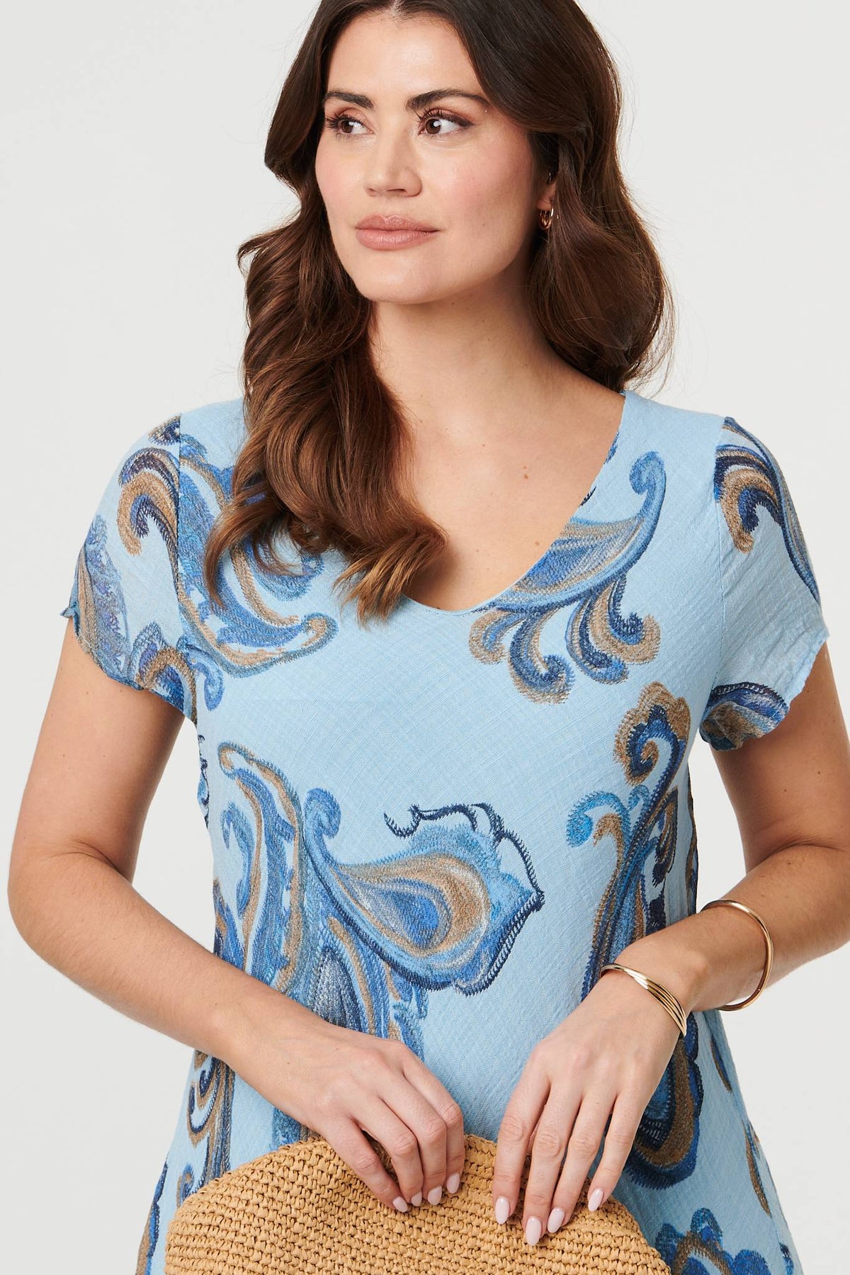 Floral Print Layered Knee Length Dress Styled View
