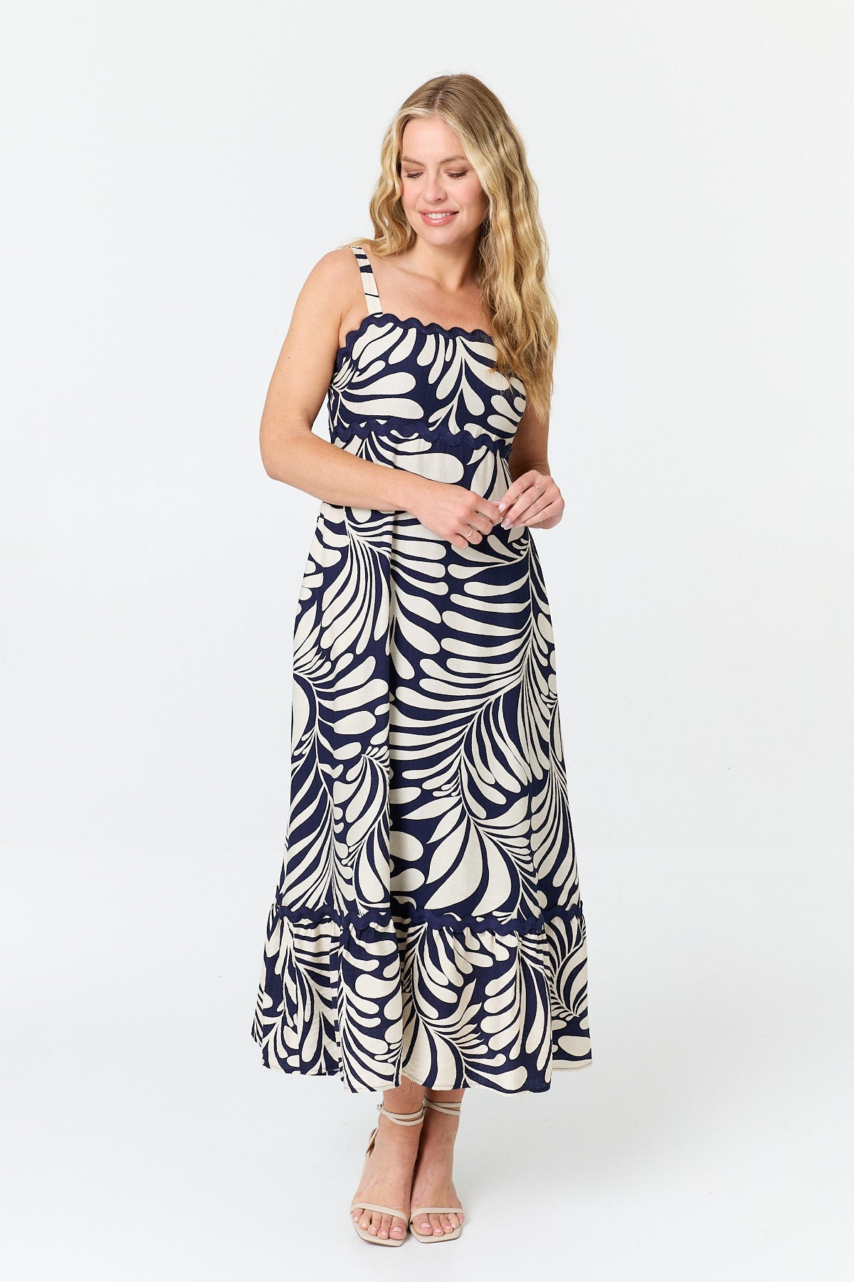 Printed A-Line Cami Strap Maxi Dress Detail View