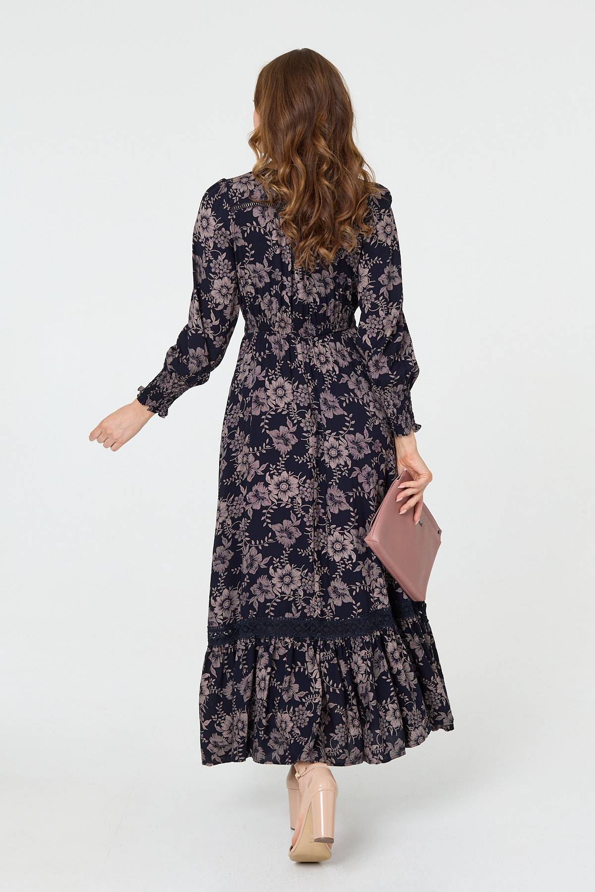 Floral Lace Long Sleeve Maxi Dress Styled View