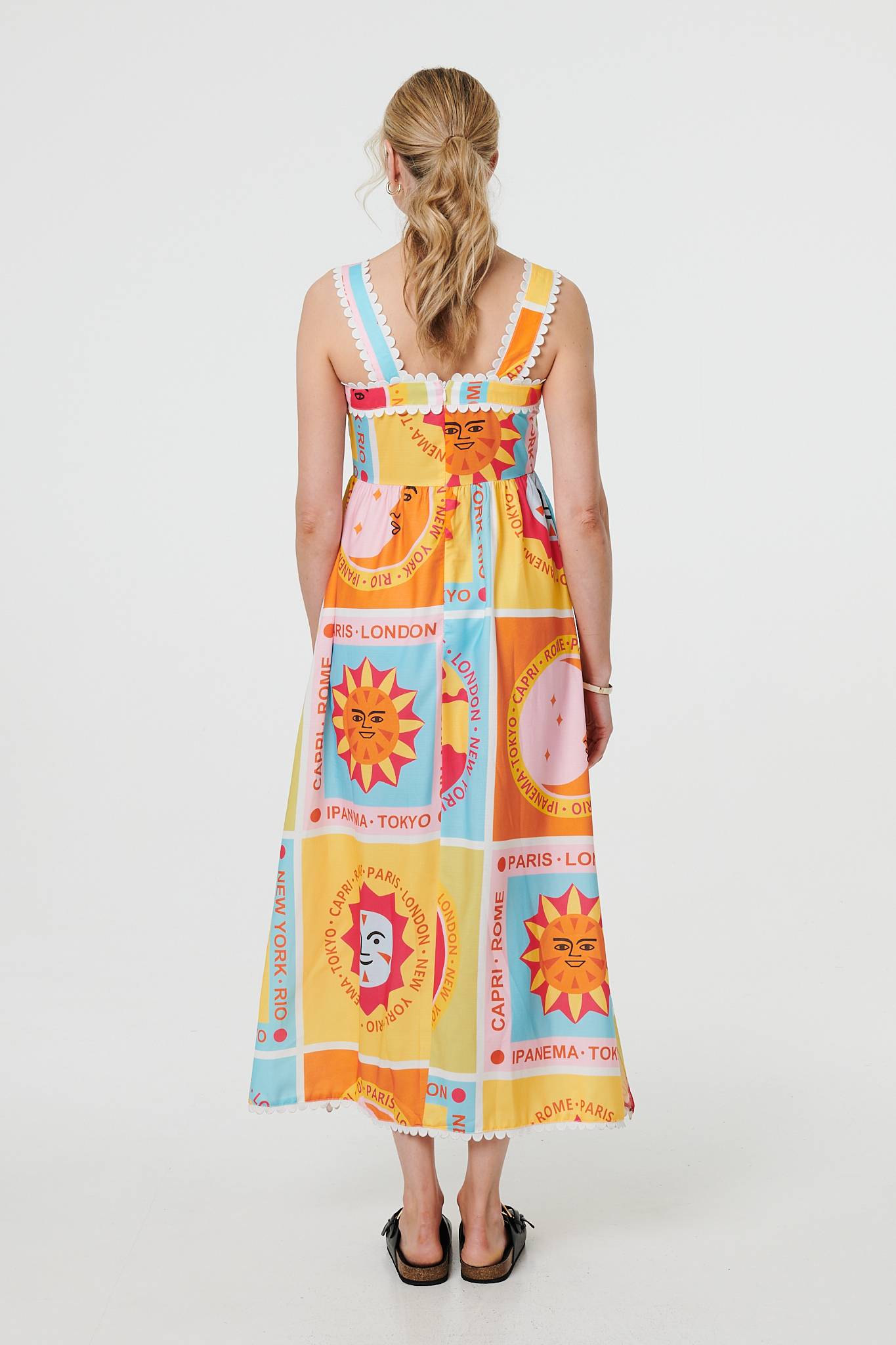 Patchwork Print Sleeveless Maxi Dress Side View