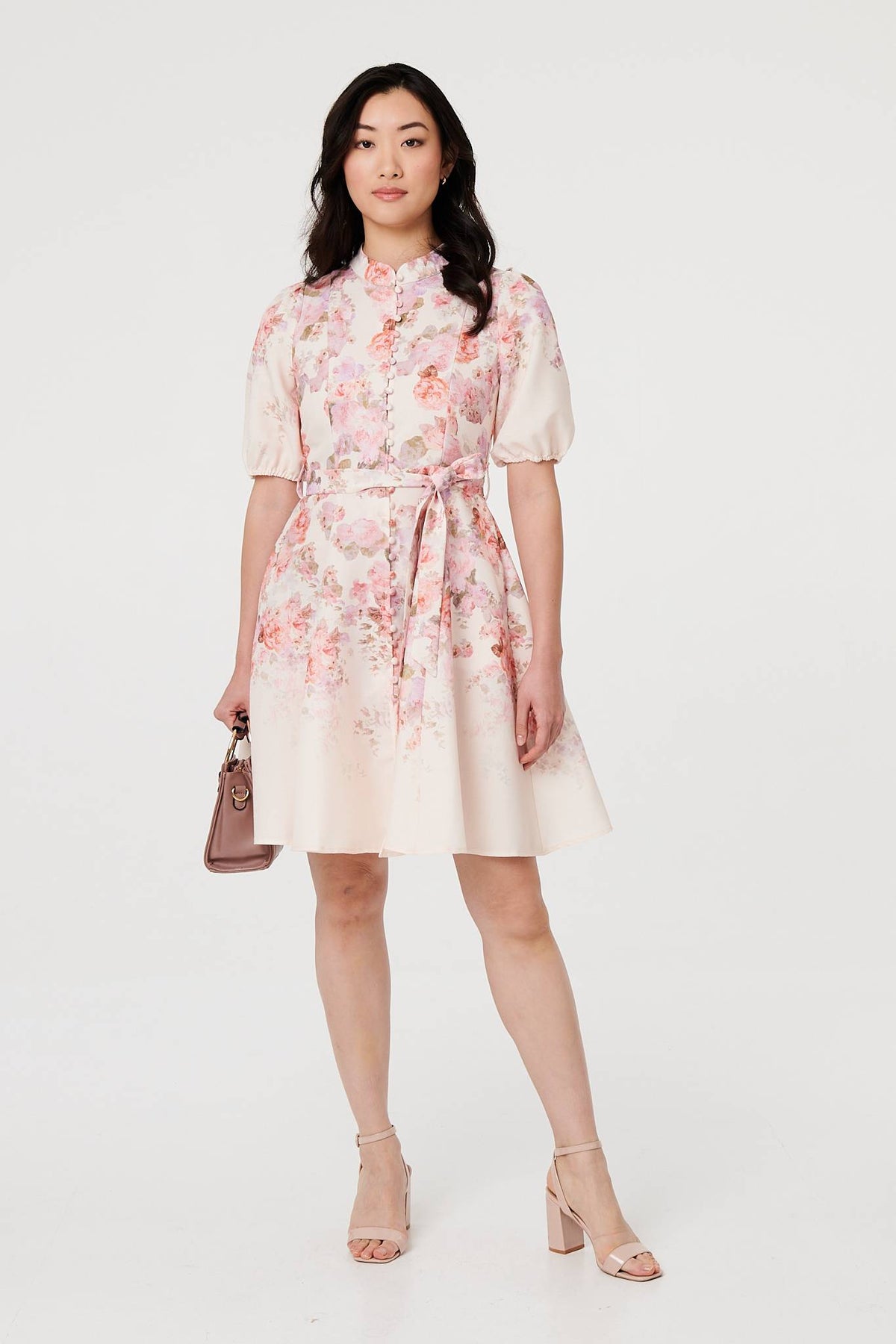Floral Knee Length Tie Waist Dress Back View