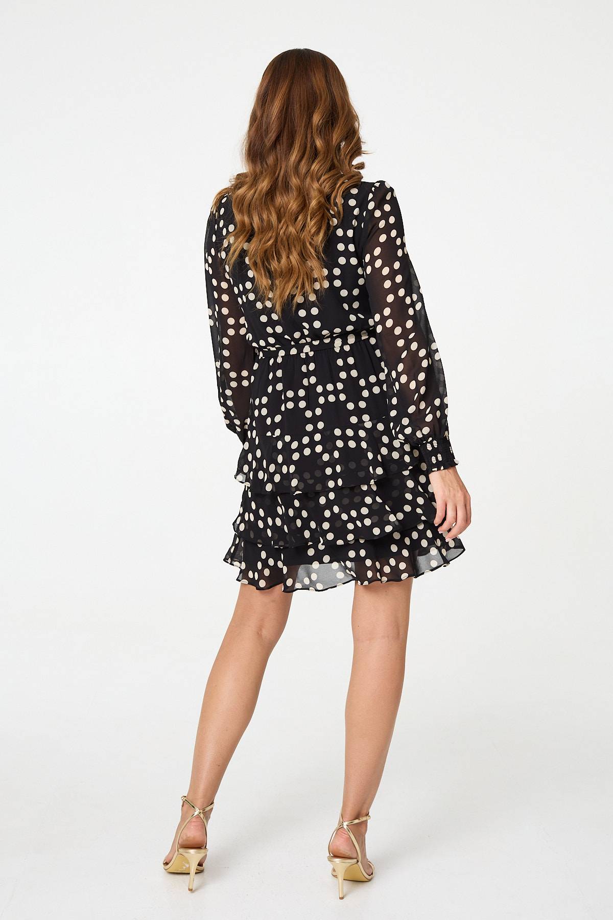 Polka Dot Semi Sheer Layer Short Dress Side View