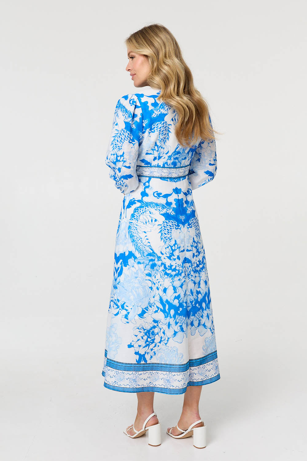 Floral Long Sleeve A-Line Maxi Dress Side View