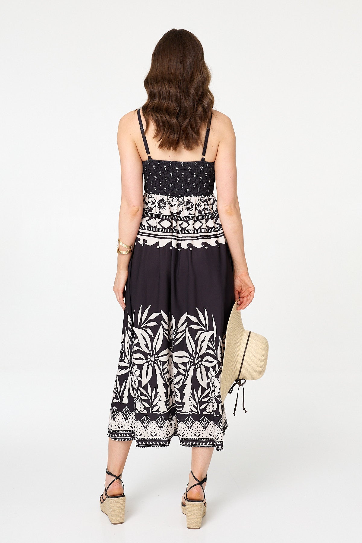 Border Print Sleeveless Cami Midi Dress Side View