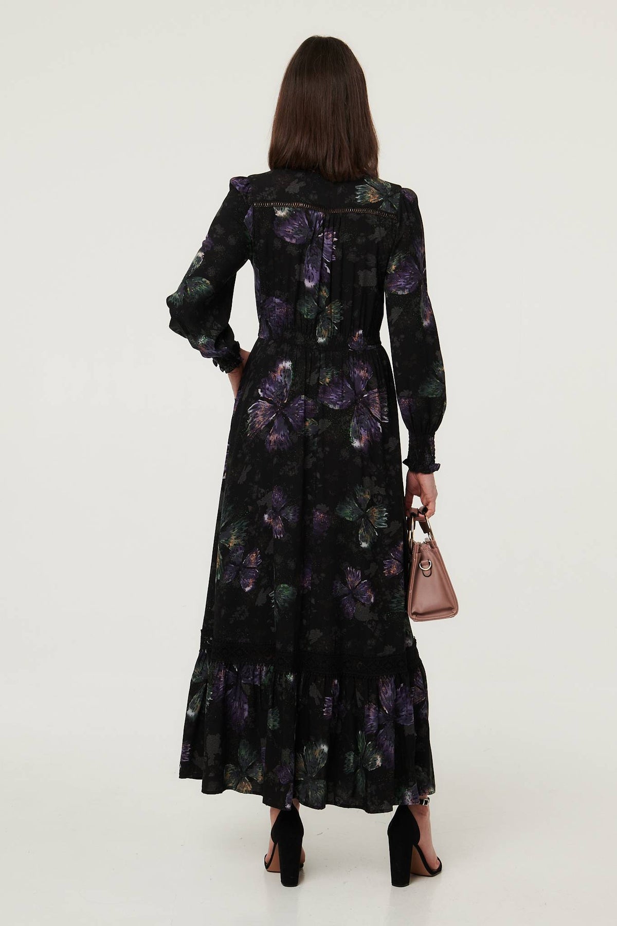 Floral Tier Long Sleeve Maxi Dress Side View