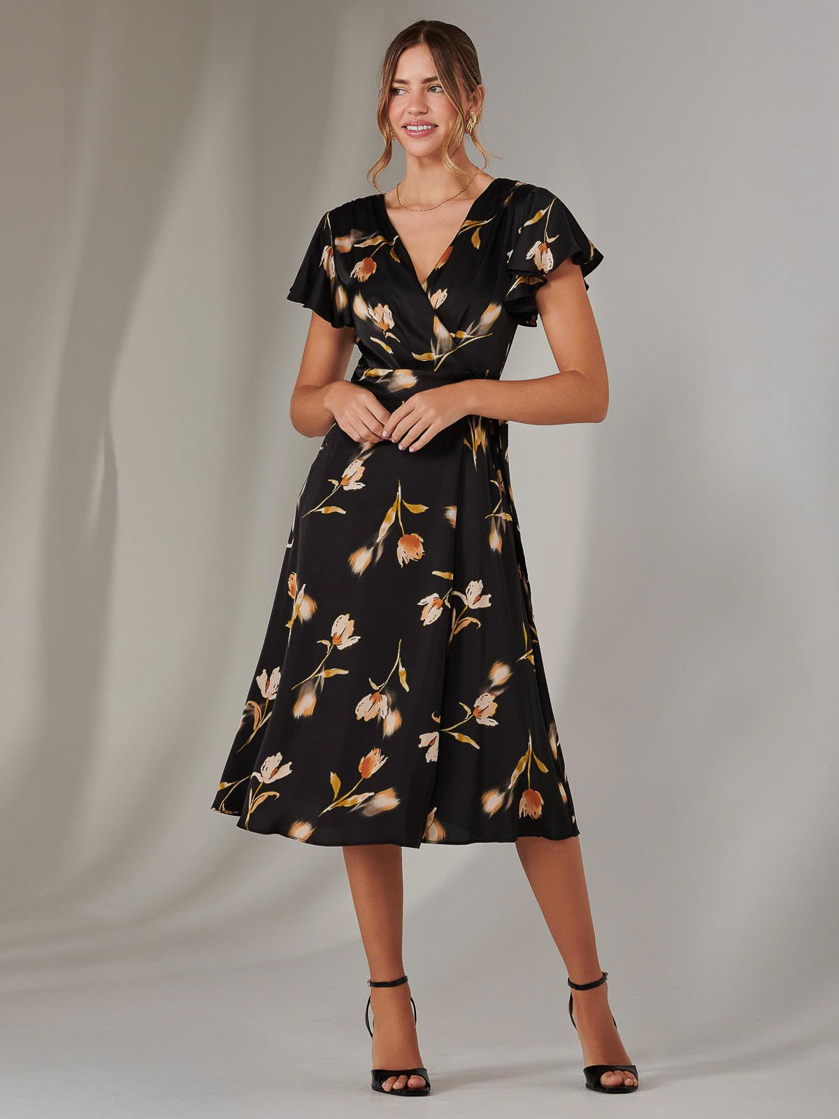 Wrap Front Midi Dress Front View
