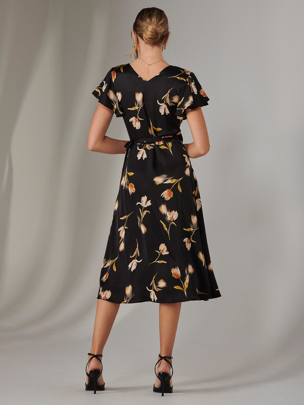 Wrap Front Midi Dress Back View