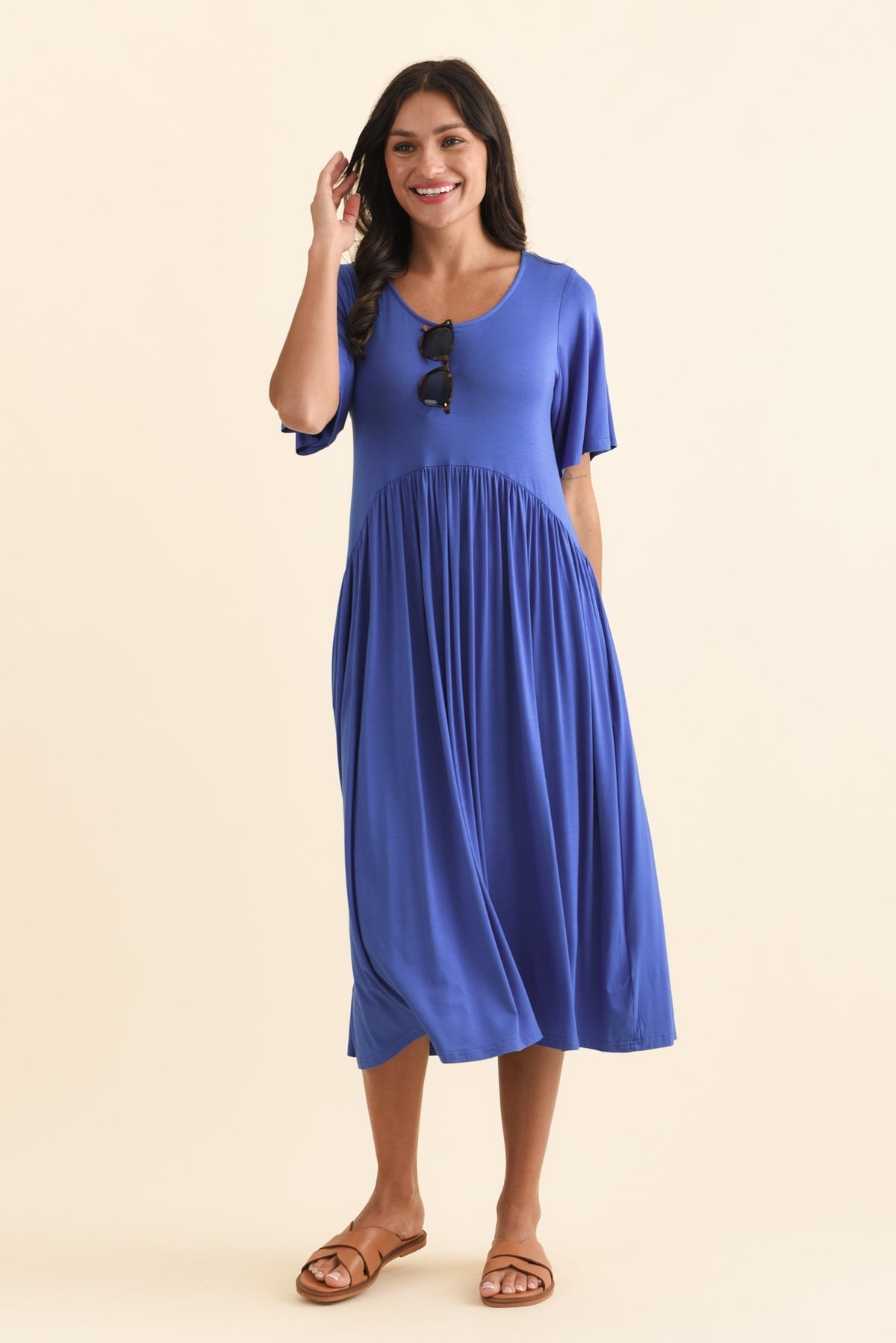 Dalton Cobalt Crescent Dress Front View