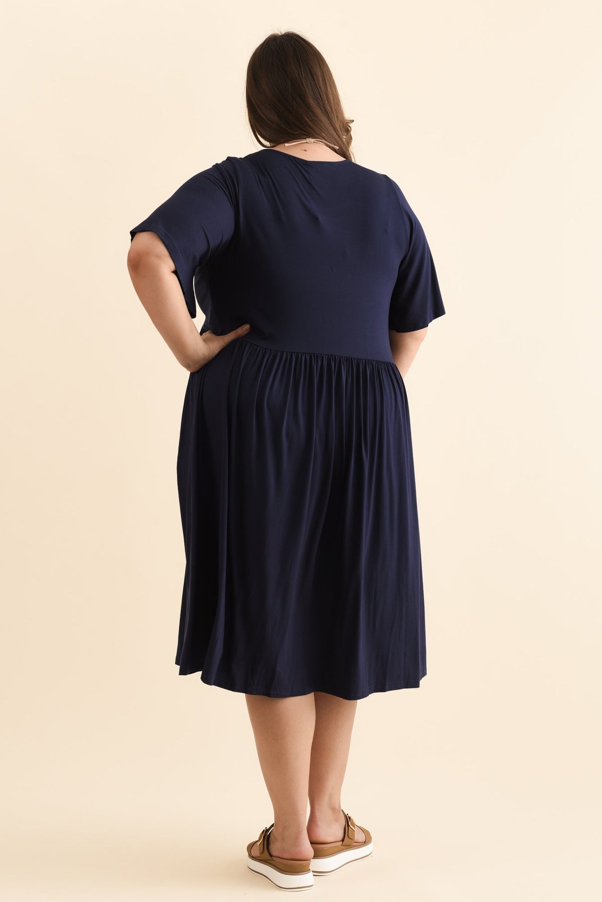Dalton Navy Crescent Dress Styled View 2
