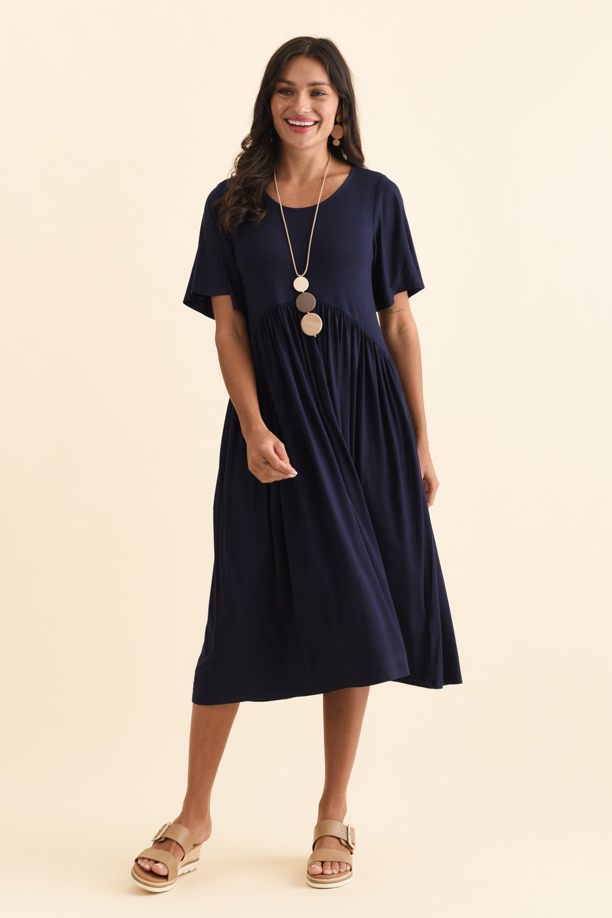 Dalton Navy Crescent Dress Front View 2
