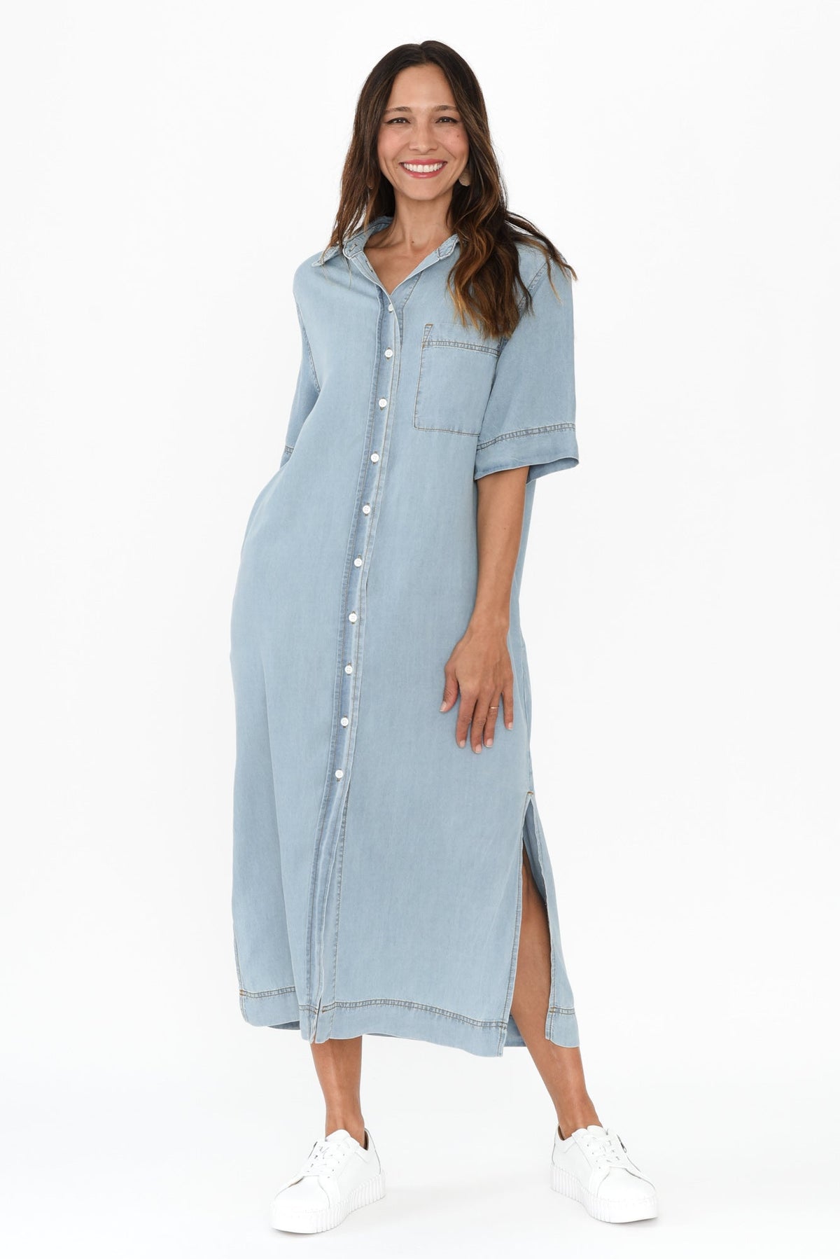 Emmy Blue Denim Shirt Dress Back View 2