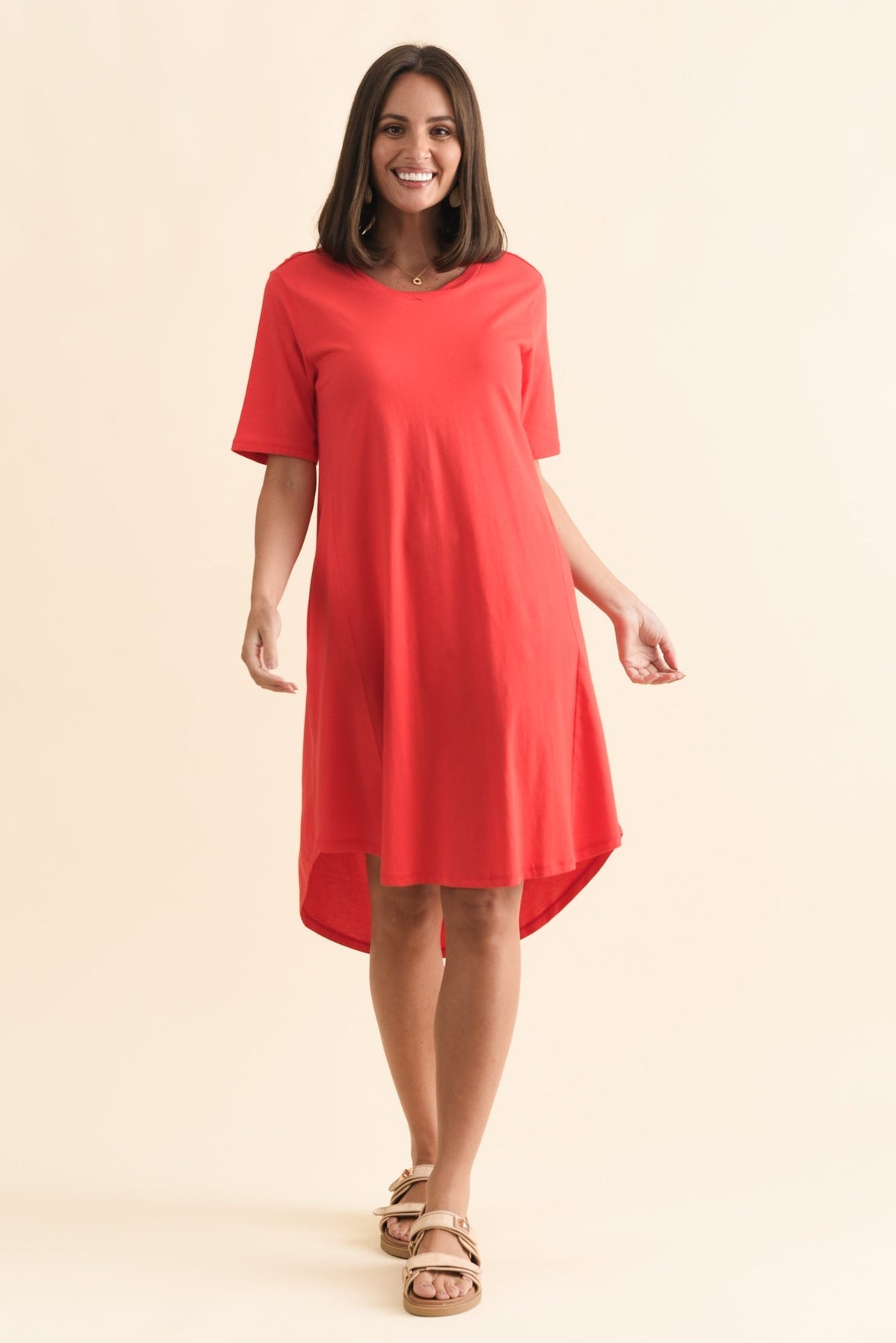 Florida Red Cotton Tee Dress Back View