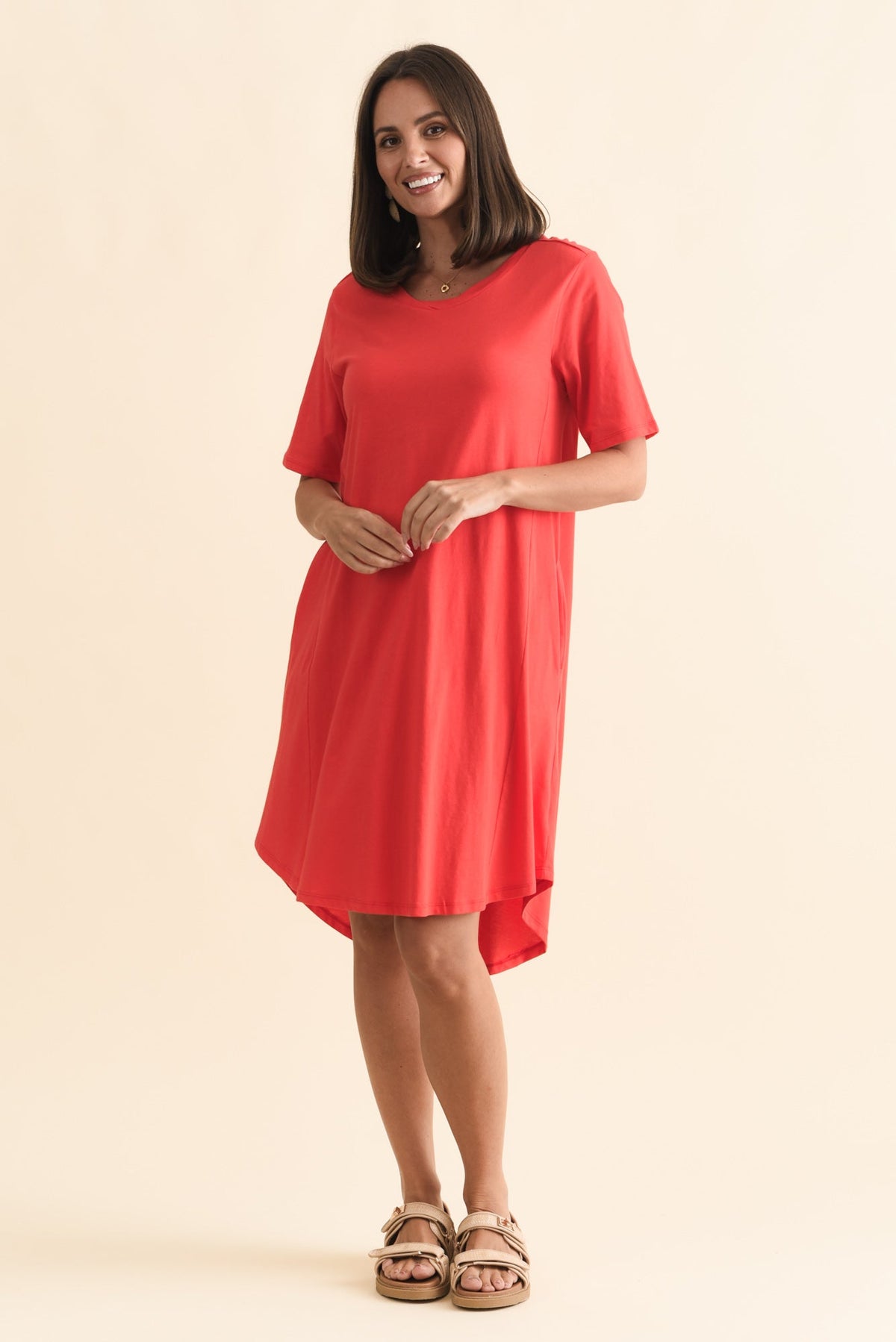 Florida Red Cotton Tee Dress Back View 2