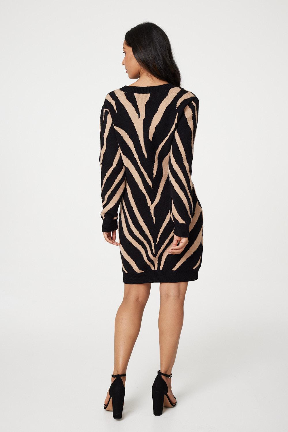 Animal Print Short Knit Dress Side View