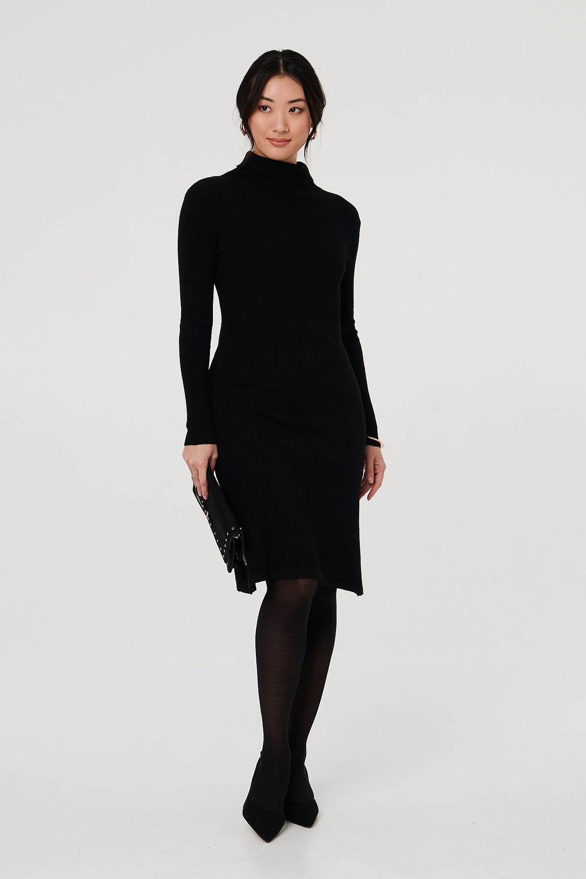 Textured Knit Bodycon Midi Dress Detail View