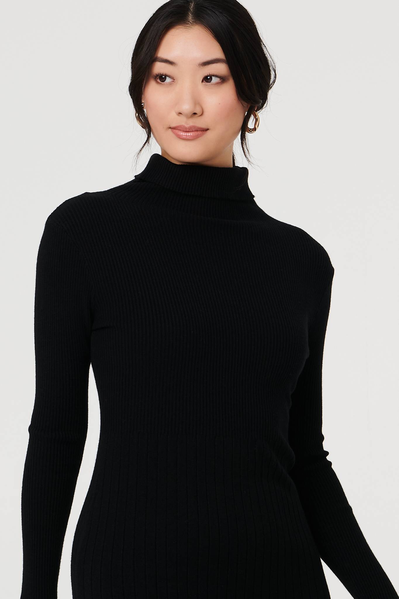 Textured Knit Bodycon Midi Dress Full Length View 2