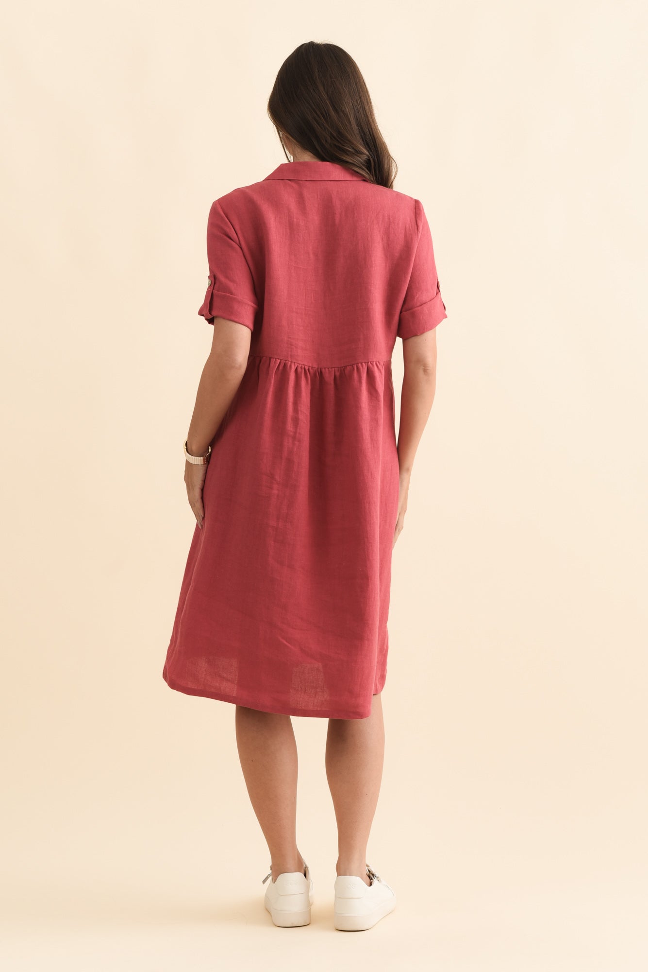 Katy Berry Linen Pocket Dress Side View