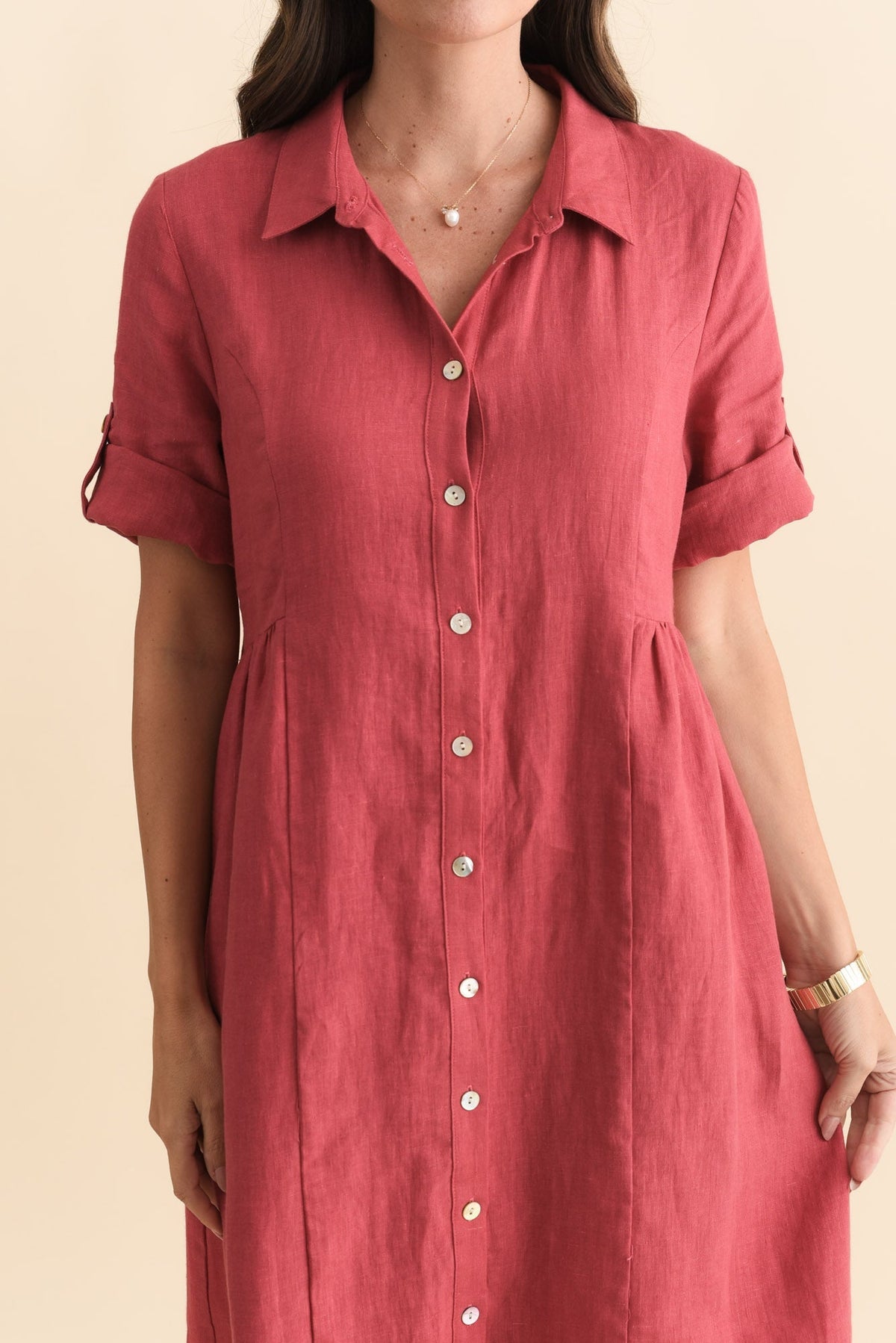 Katy Berry Linen Pocket Dress Detail View
