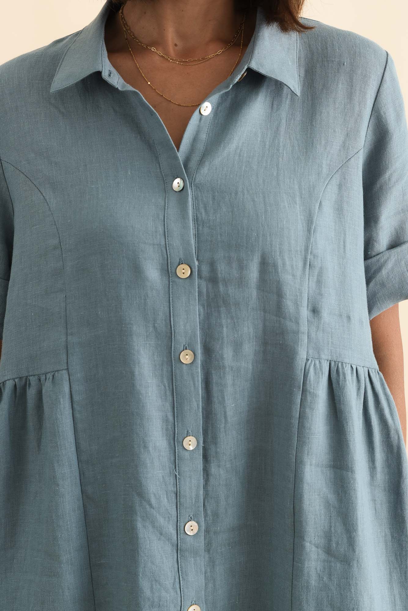 Katy Steel Linen Pocket Dress Side View