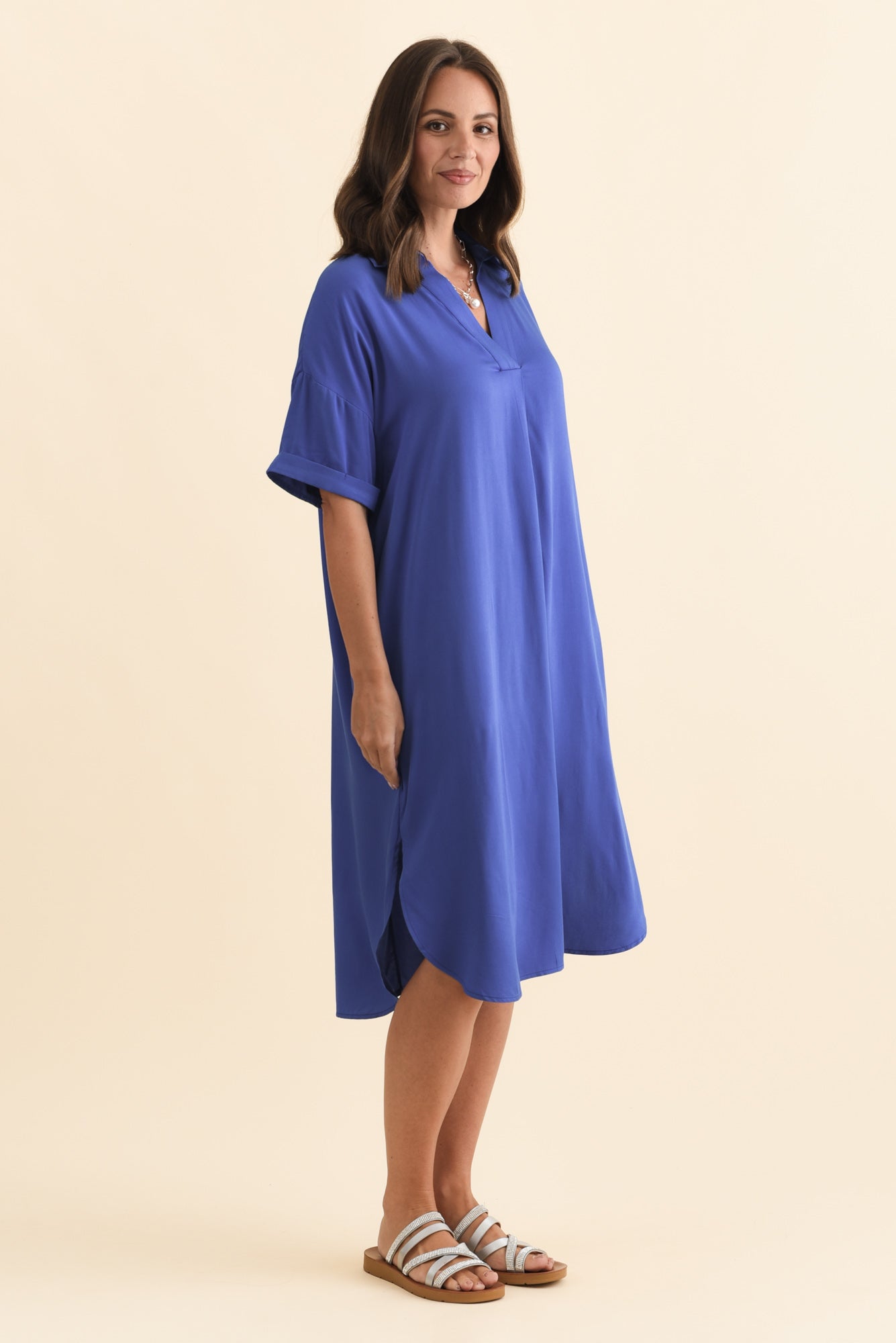 Kazi Cobalt Shirt Dress Side View
