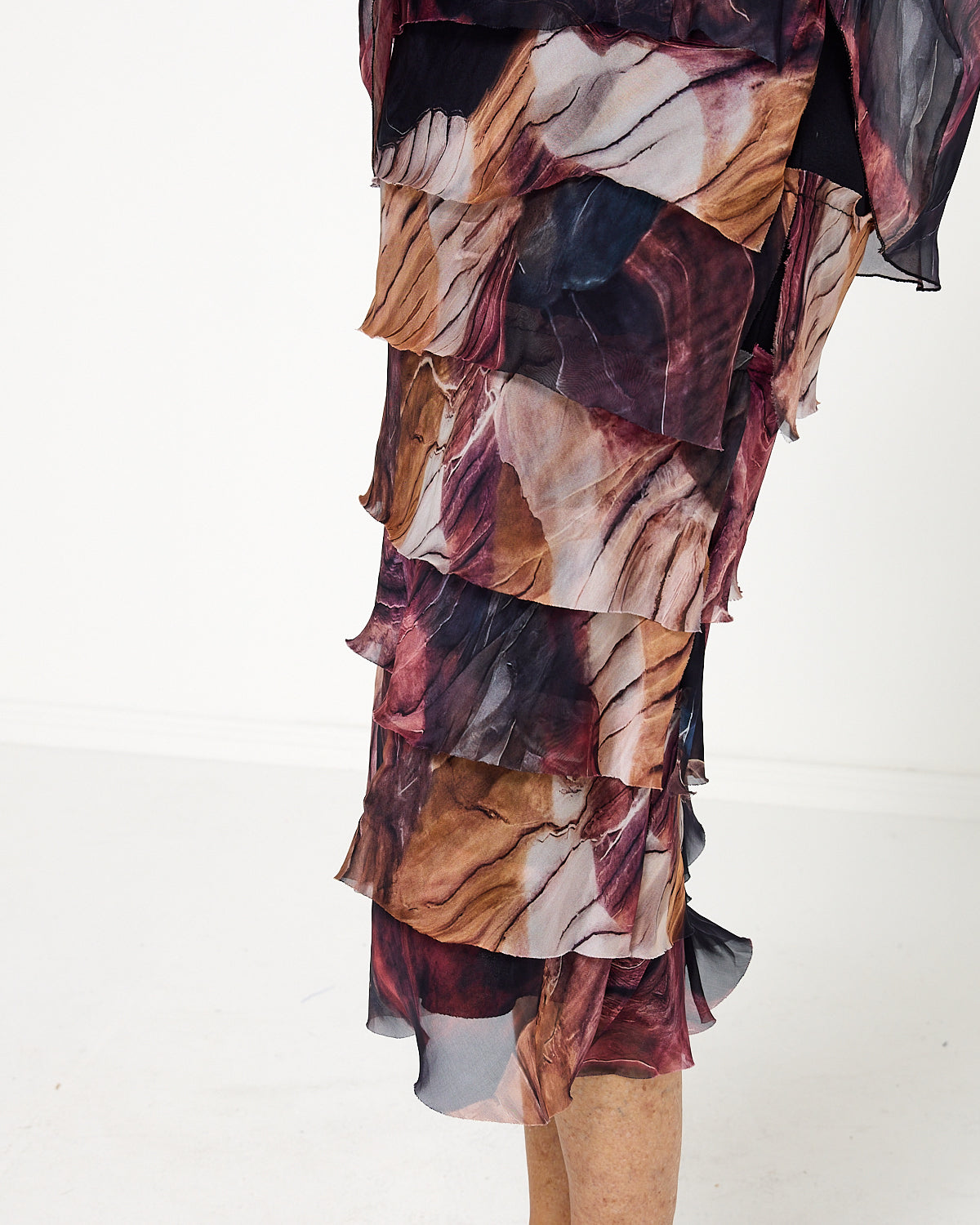 Women's Margo silk blend layered midi dress in Brown Floral