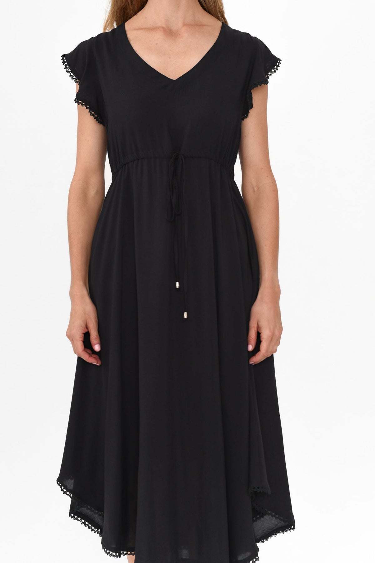 Libby Black Midi Dress Full Length View