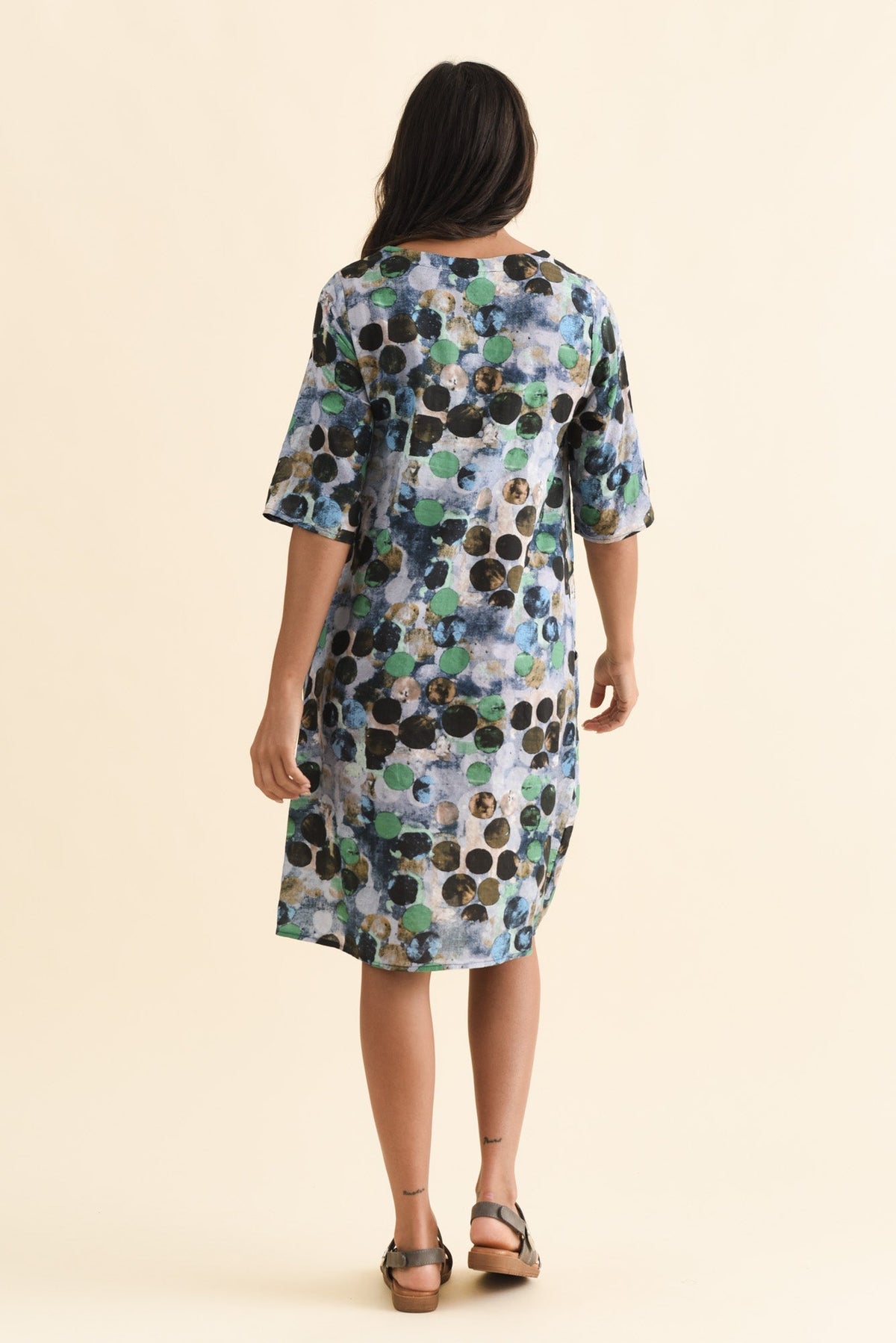 Lilibet Blue Spot Cotton Pocket Dress Side View