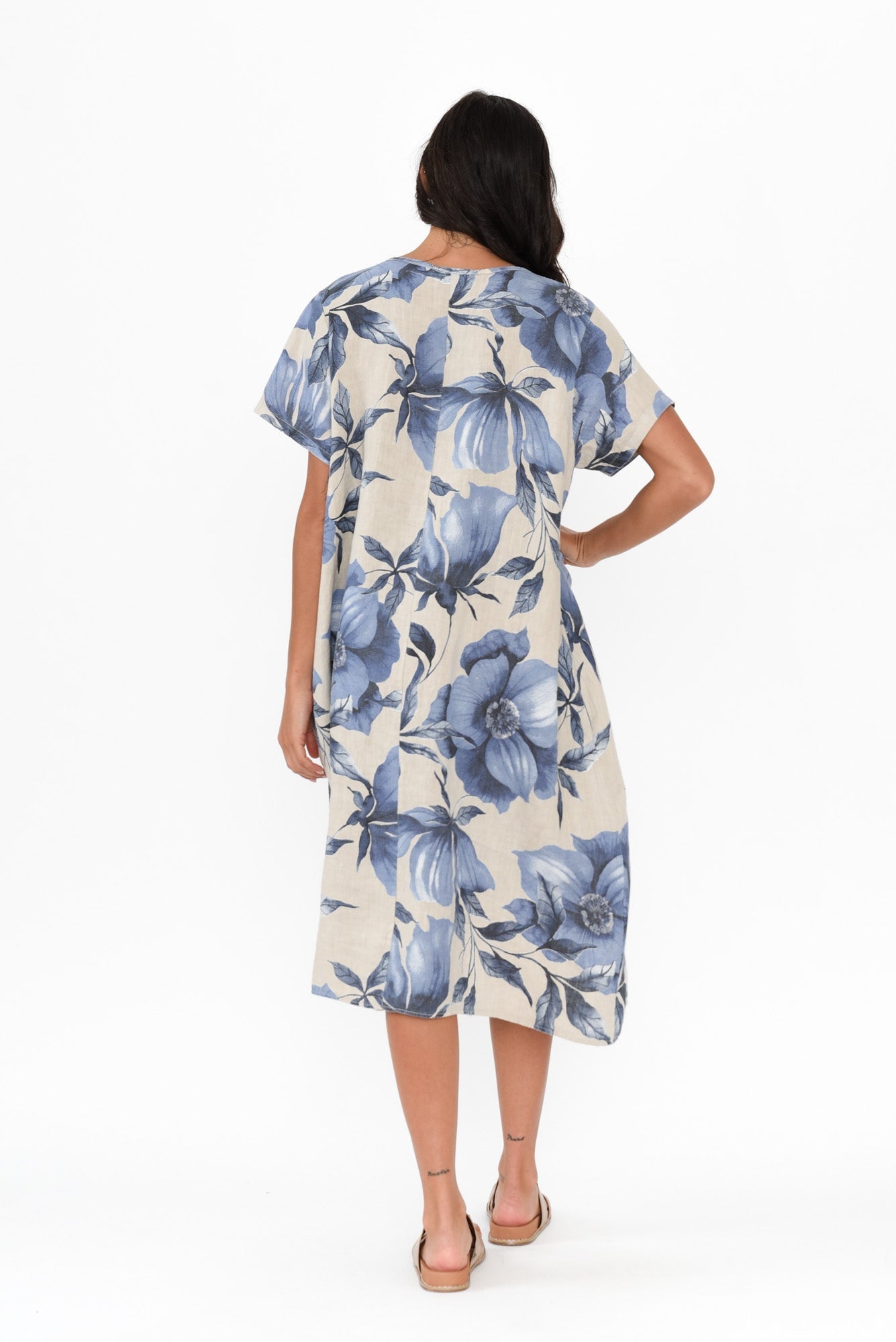 Louisiana Taupe Floral Button Dress Side View